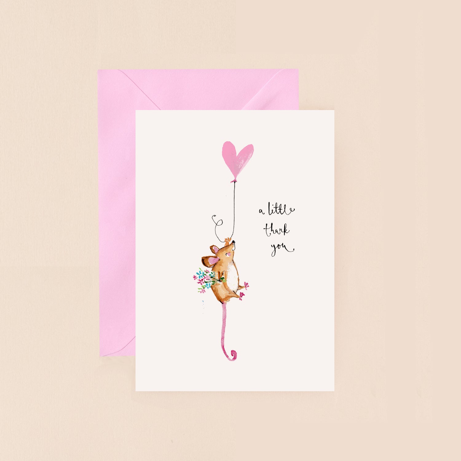 Mouse and Balloon A Little Thank You Card