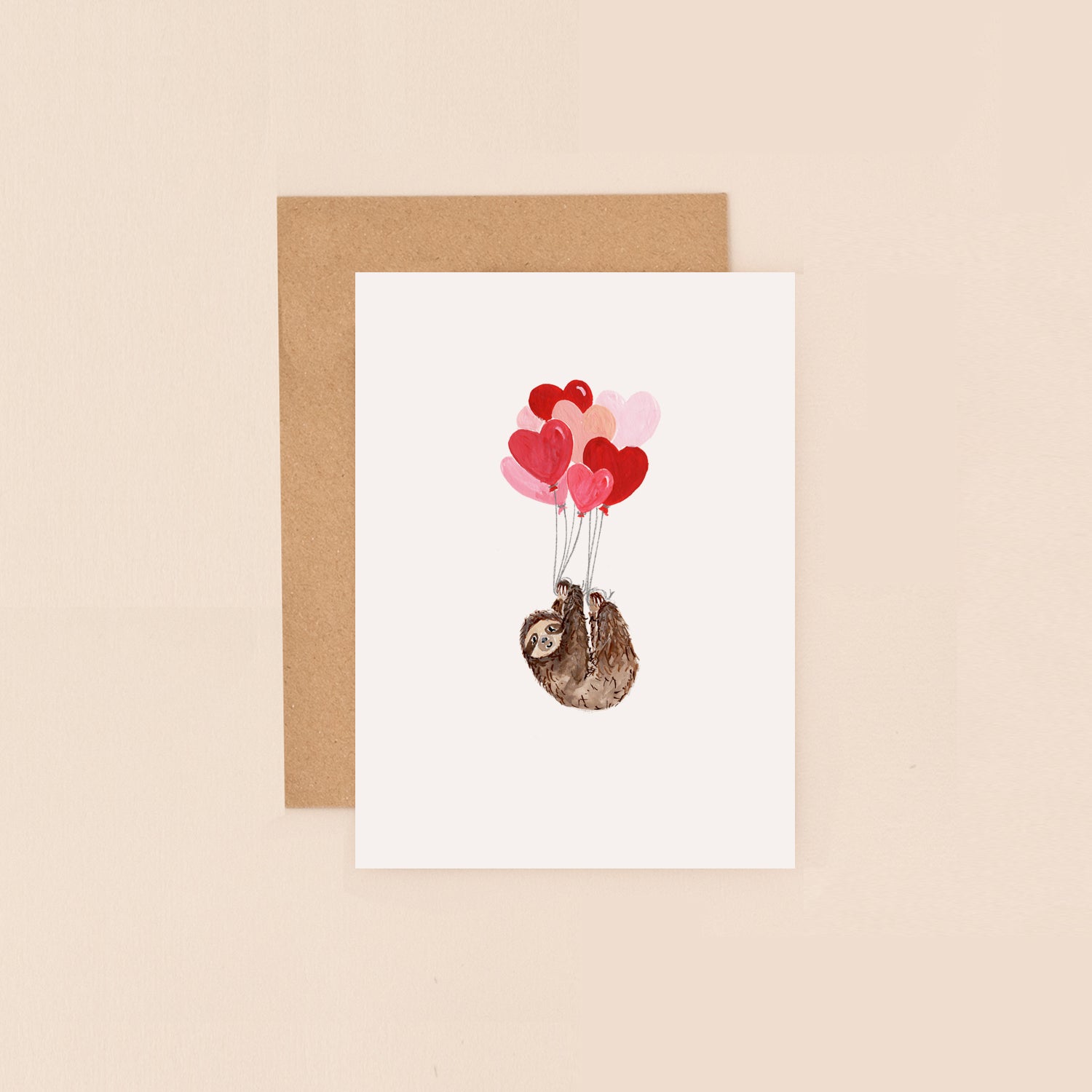 Sloth and Heart Balloons Mini Card