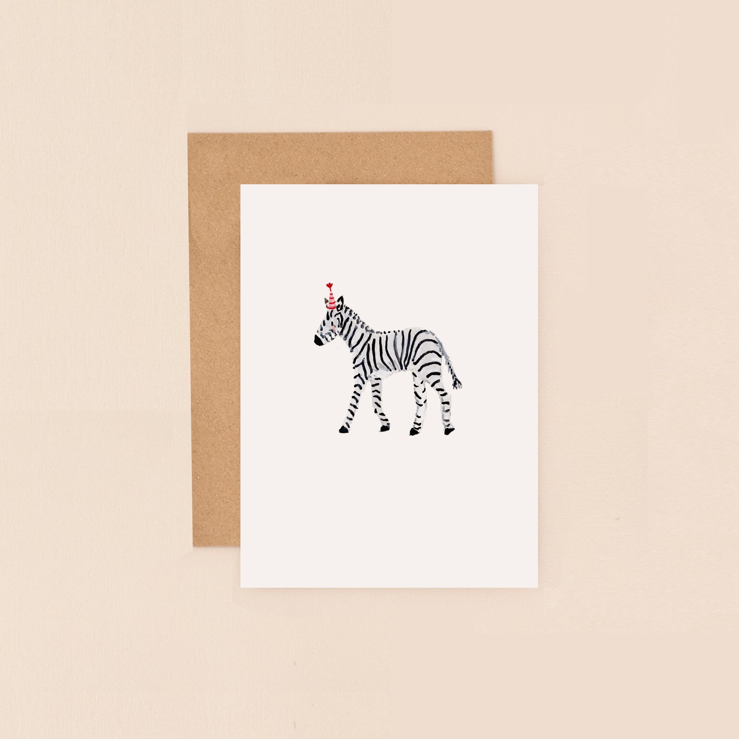 Zebra and Party Hat Mini Card