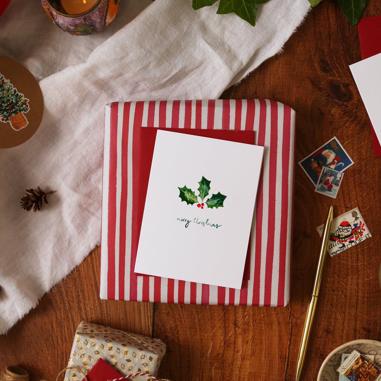 Holly Mini Christmas Card