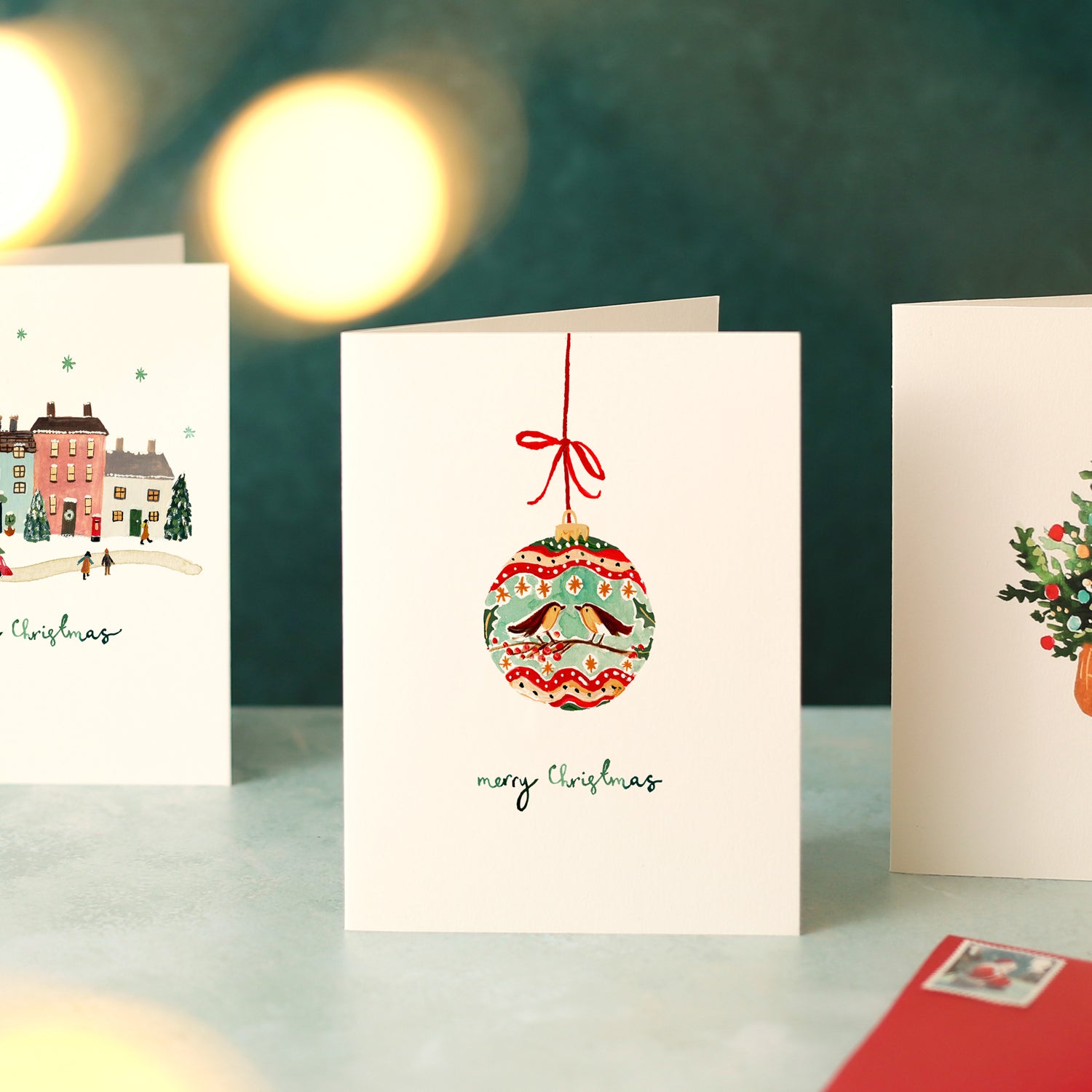 Robin Bauble Mini Christmas Card