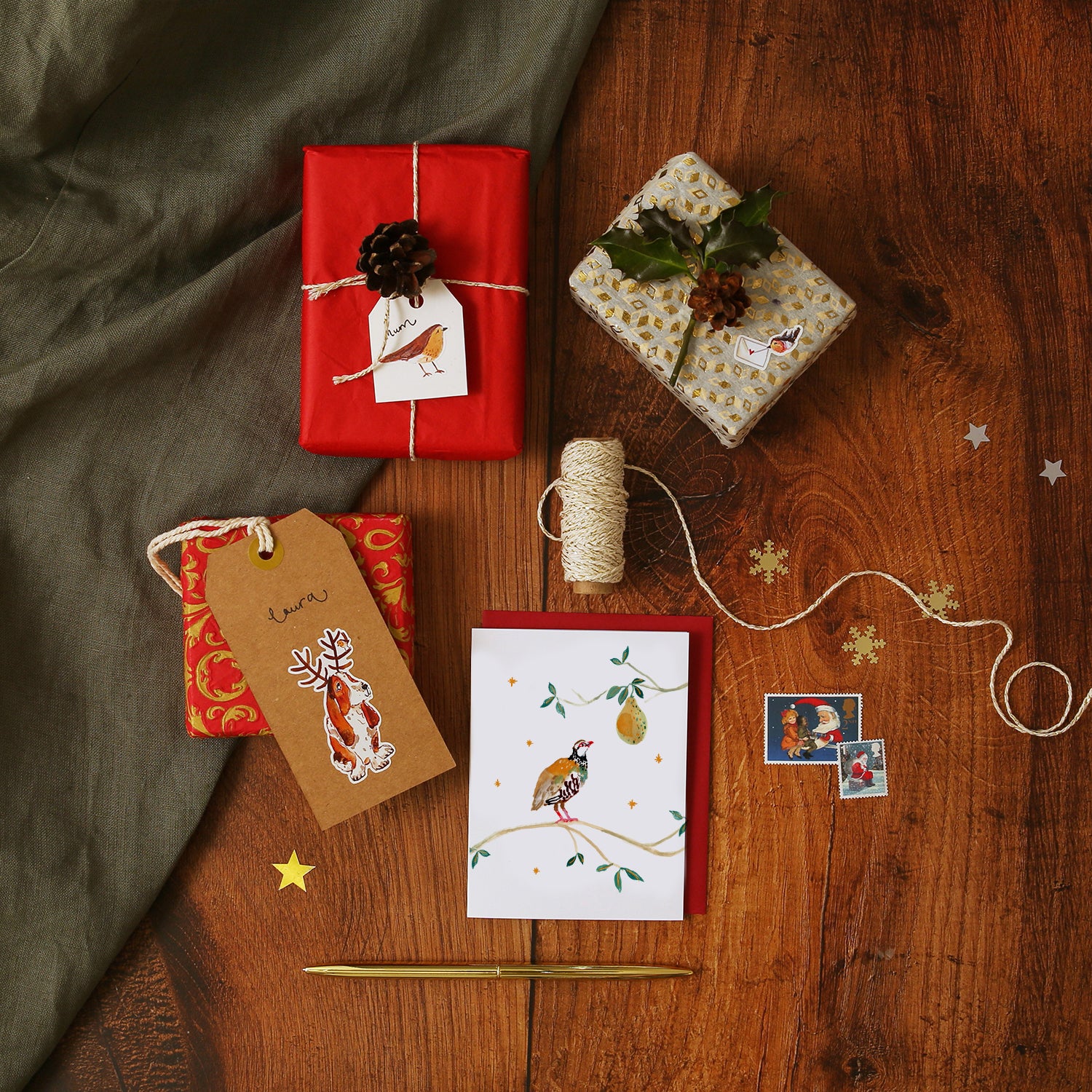 Partridge and Pear Mini Christmas Card