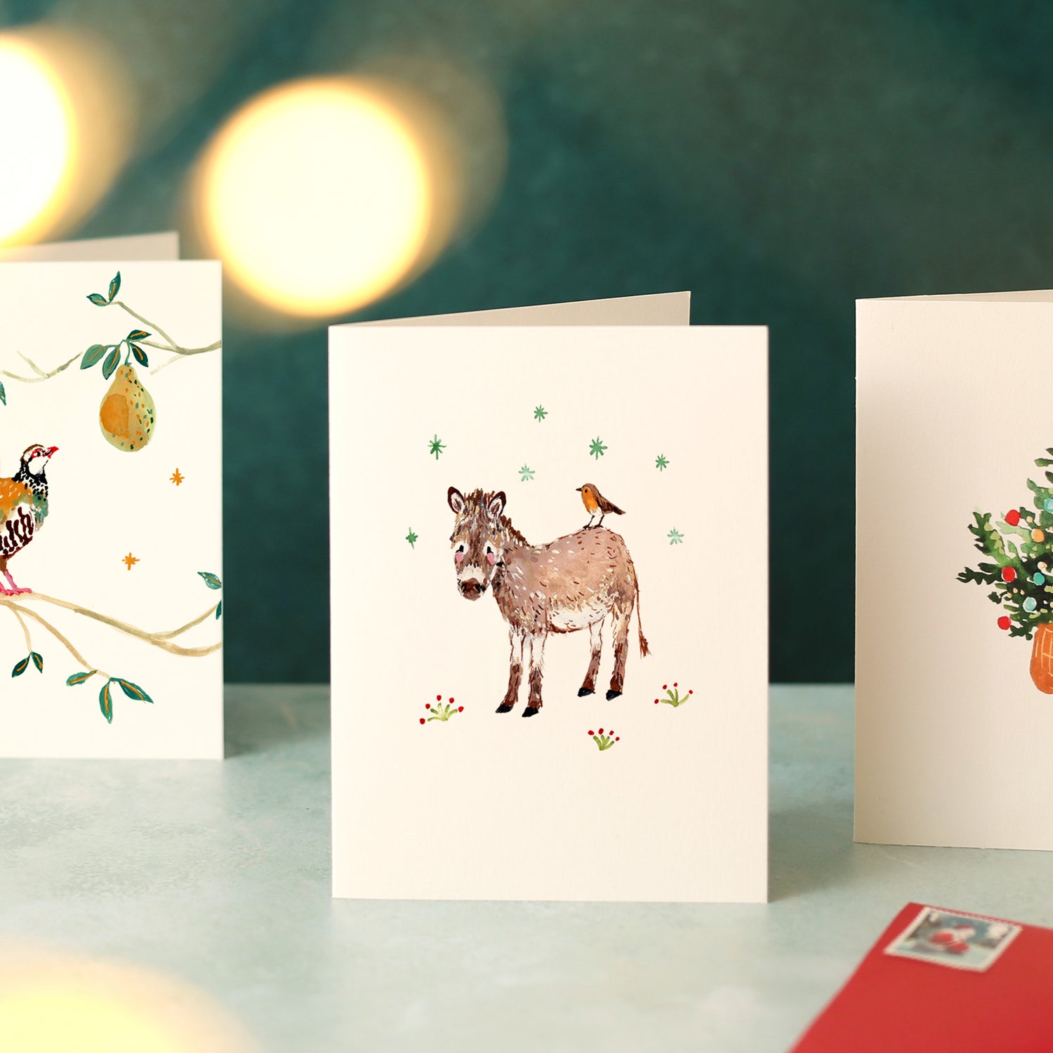 Donkey and Robin Mini Christmas Card