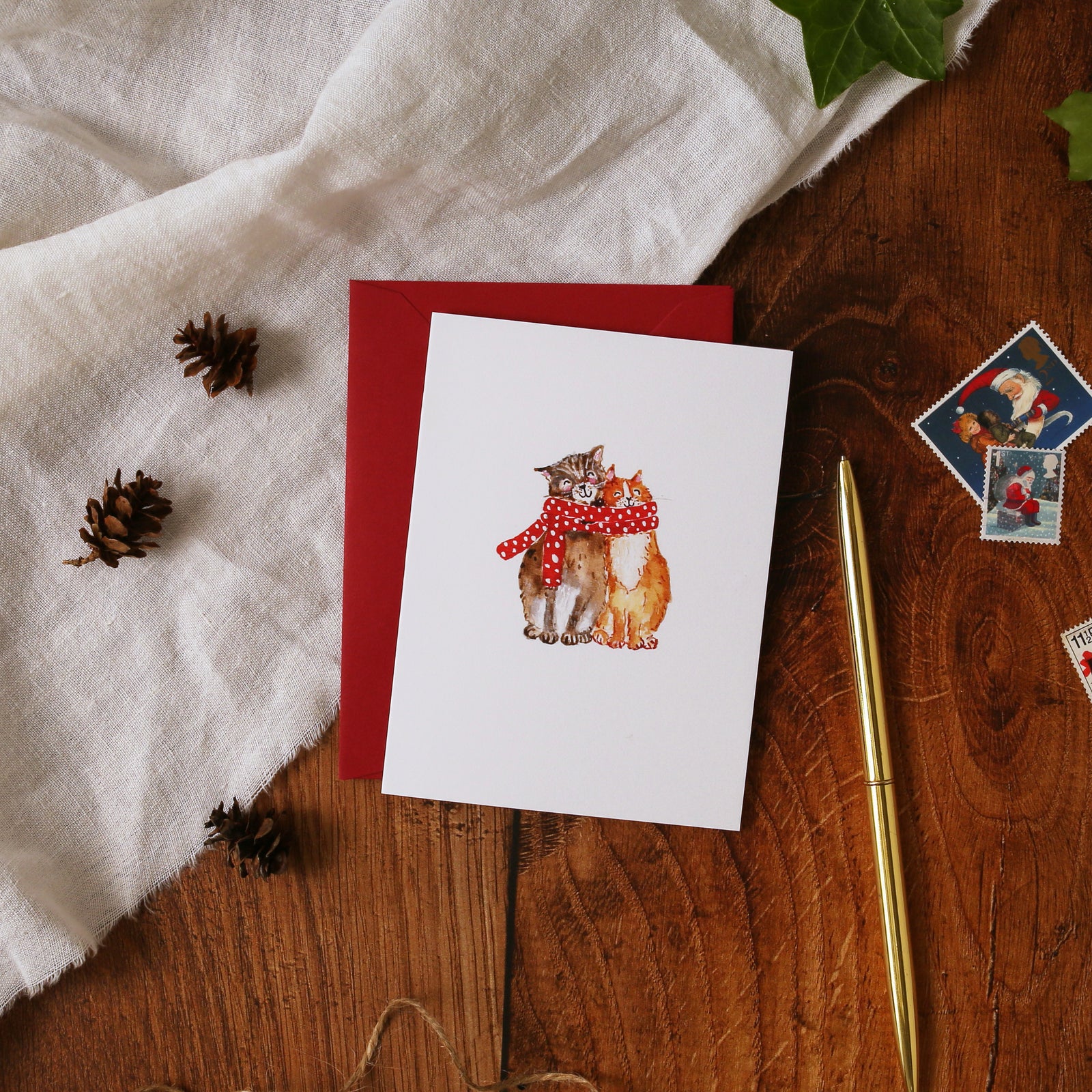 Cosy Cats and Scarf Mini Christmas Card