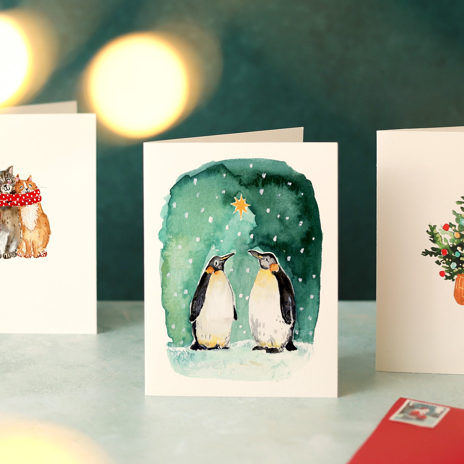 Two Emperor Penguins Mini Christmas Card