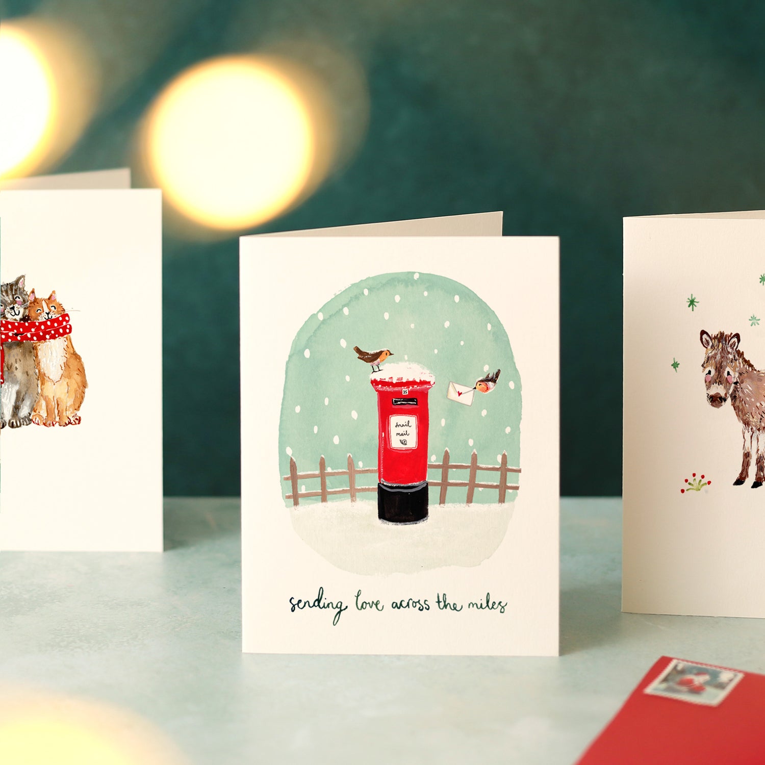 Postbox Sending Love Across The Miles Mini Christmas Card