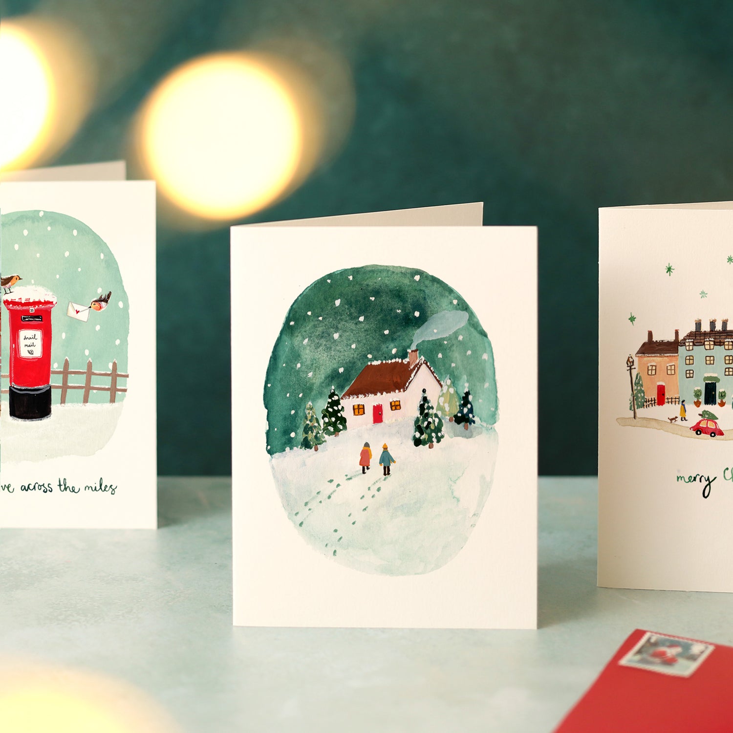 Snowy Winter House Scene Mini Christmas Card