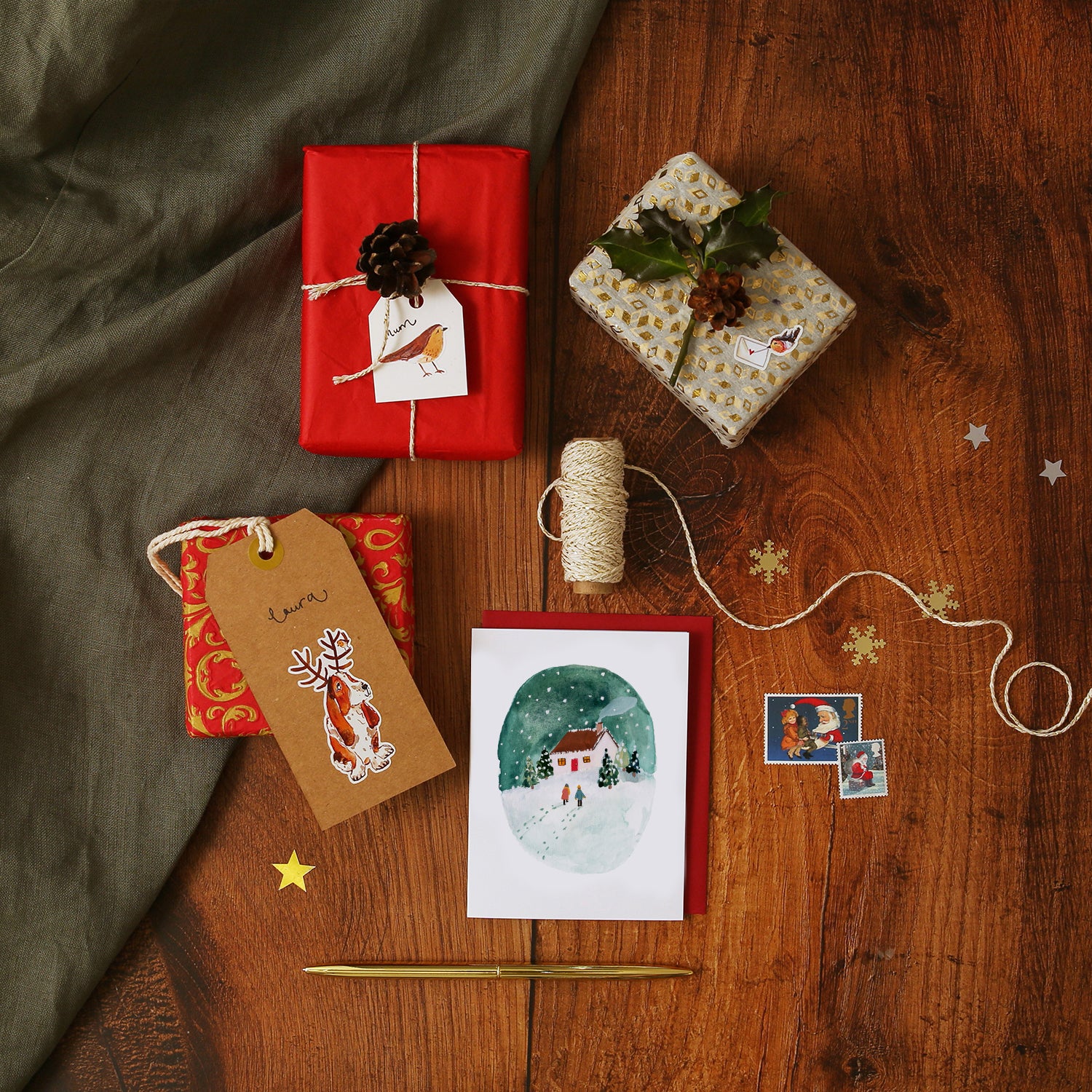 Snowy Winter House Scene Mini Christmas Card