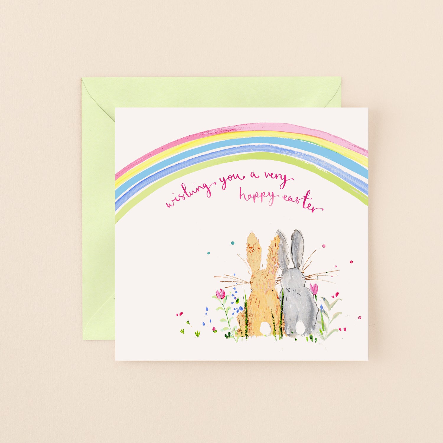 Easter Bunnies & Rainbow Easter Card