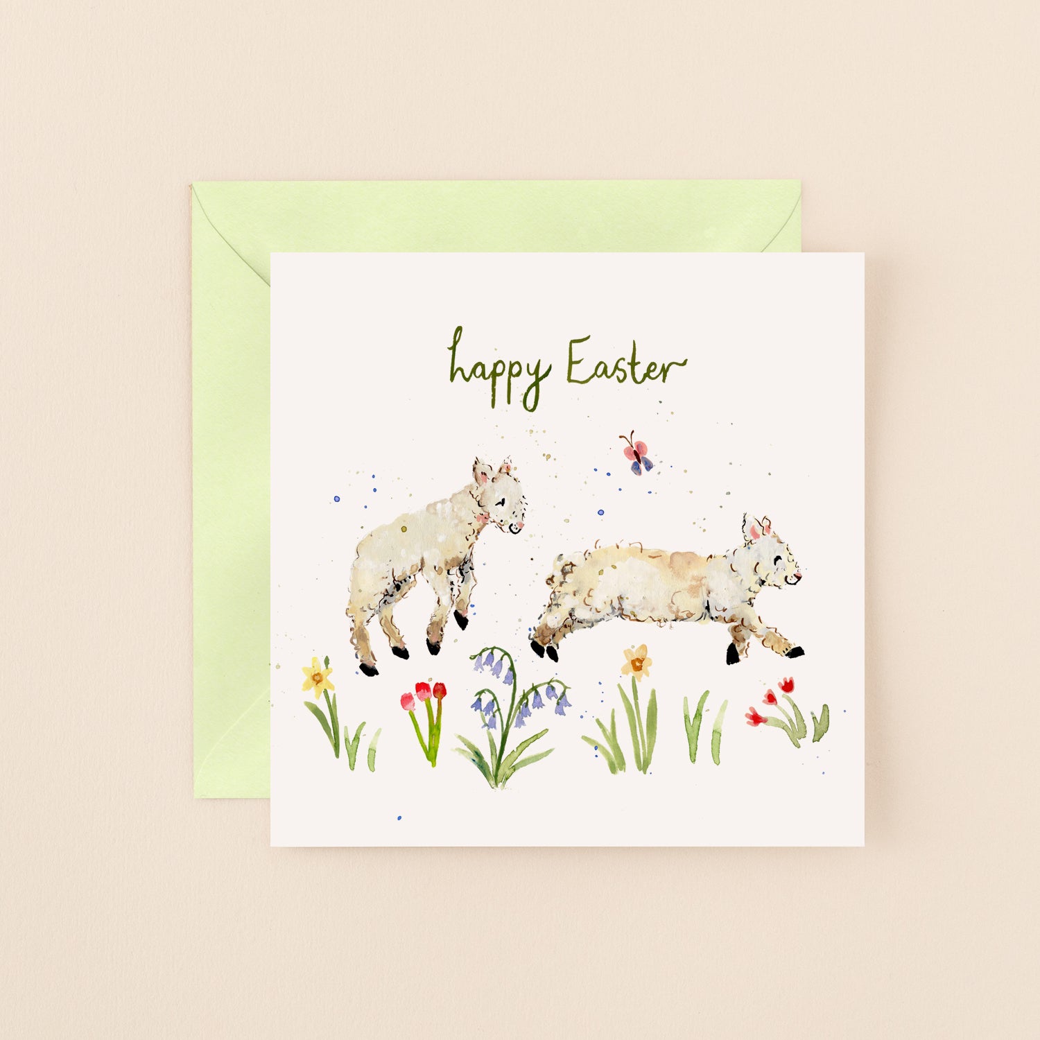 Jumping Lambs Happy Easter Card