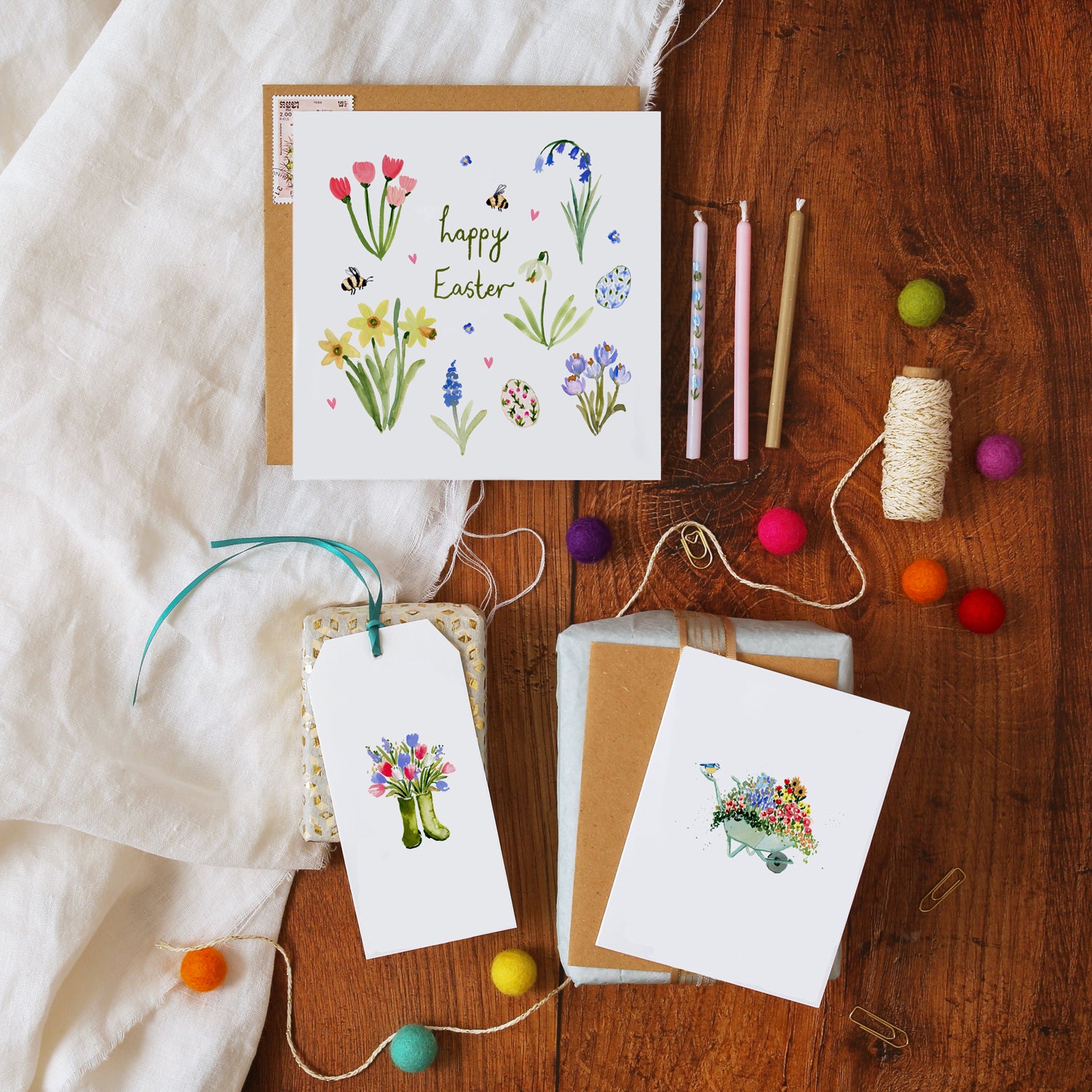 Flowers and Eggs Happy Easter Card