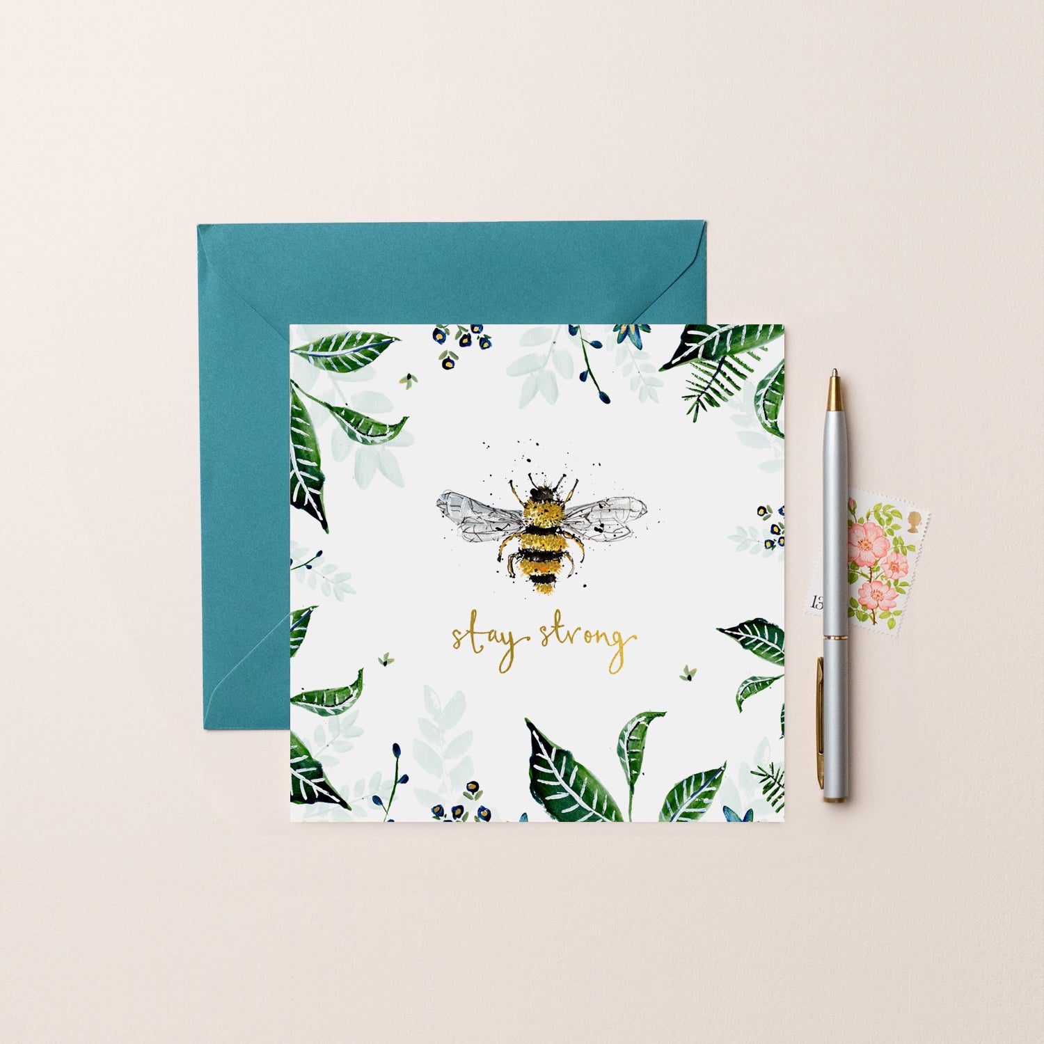 Stay Strong Floral Bee Card