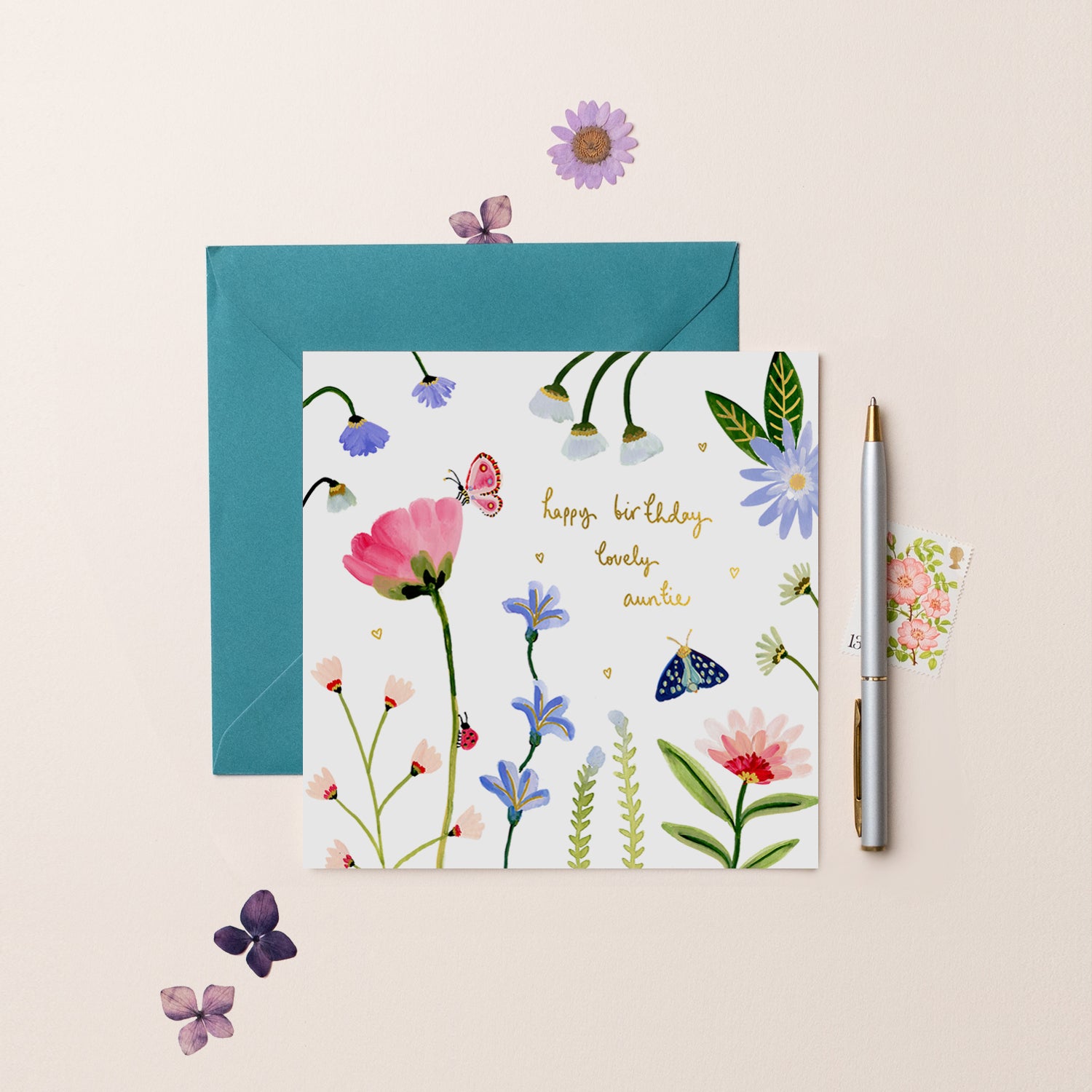Happy Birthday Lovely Auntie Flowers Birthday Card