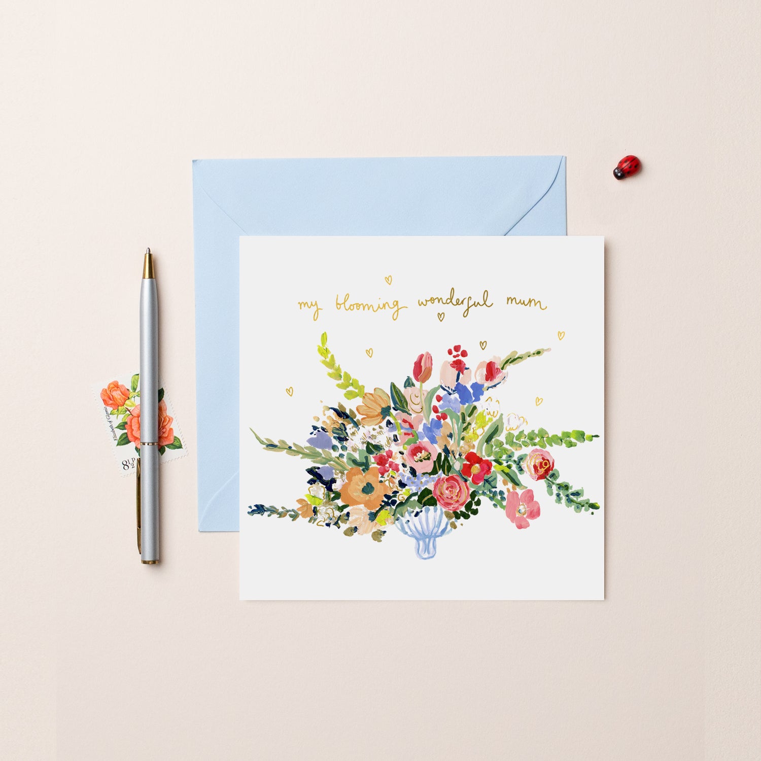 Vase of Flowers Blooming Wonderful Mum Mother's Day Card