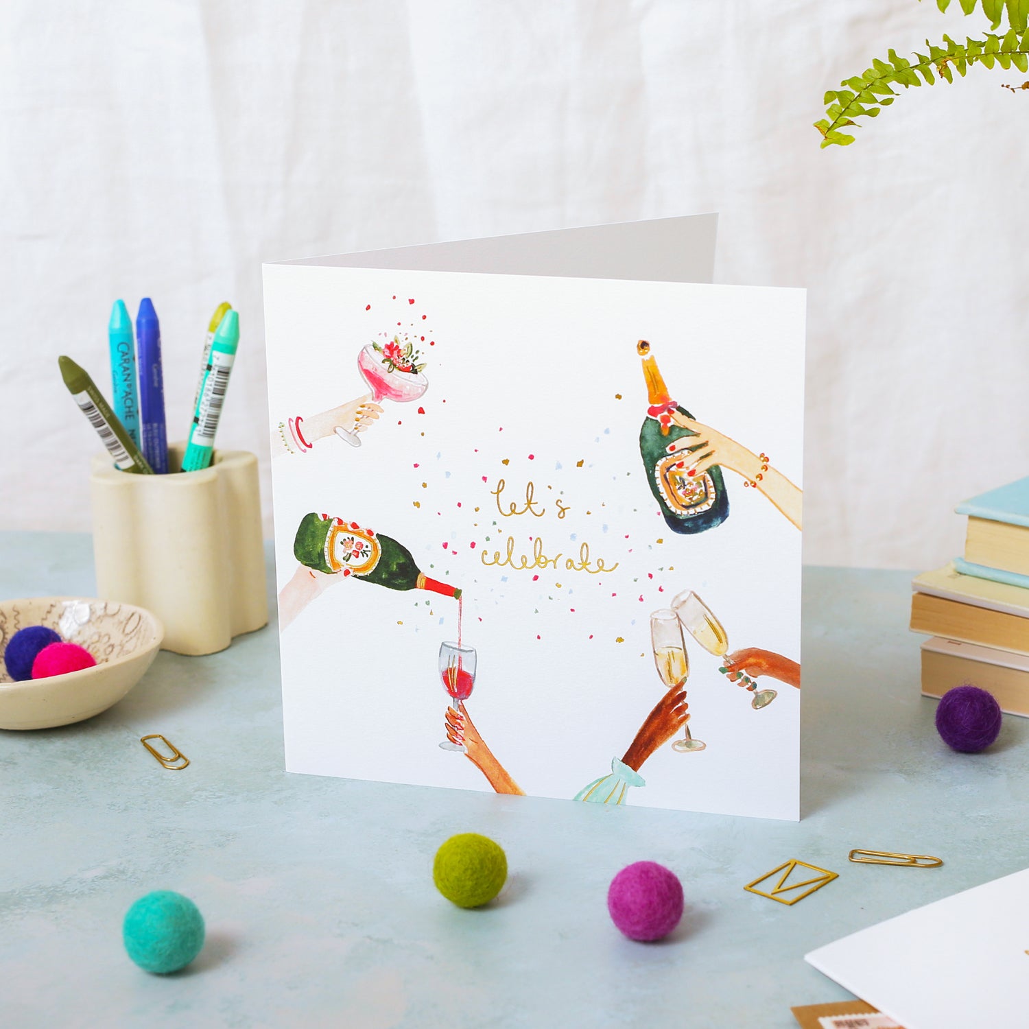 Champagne and Cocktails Let's Celebrate Card