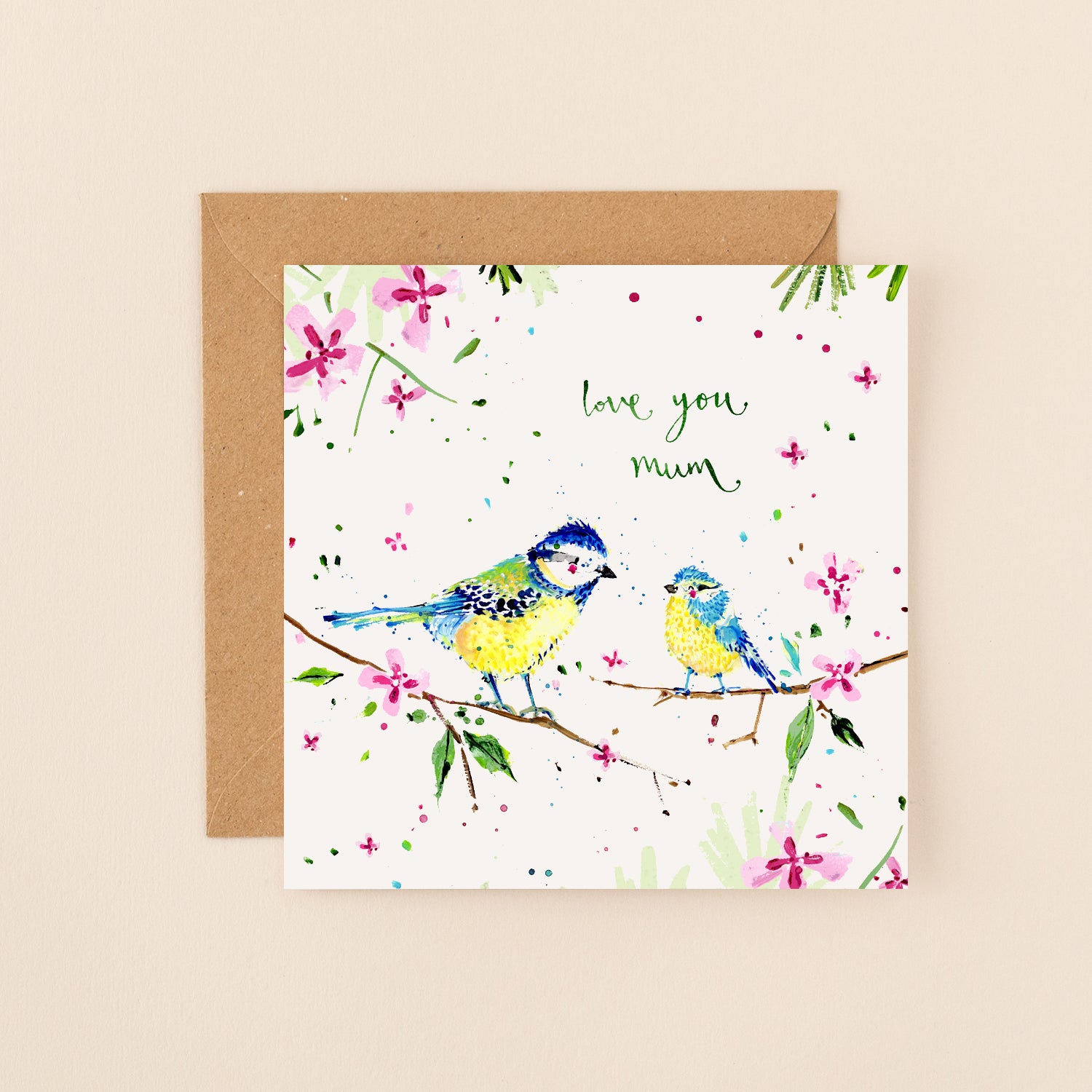Blue Tits Love You Mum Card