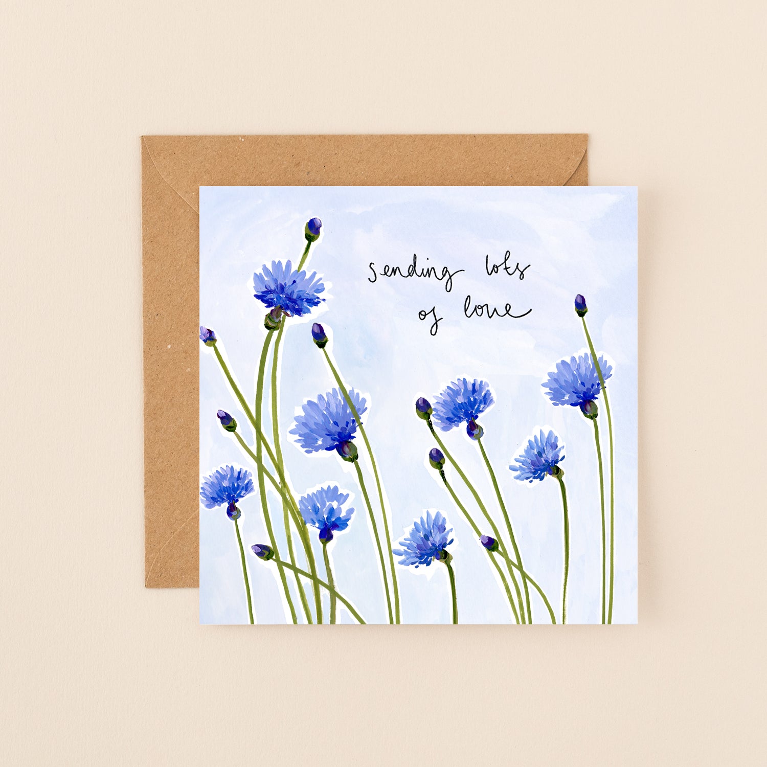 Cornflowers Sending Lots of Love Sympathy Card