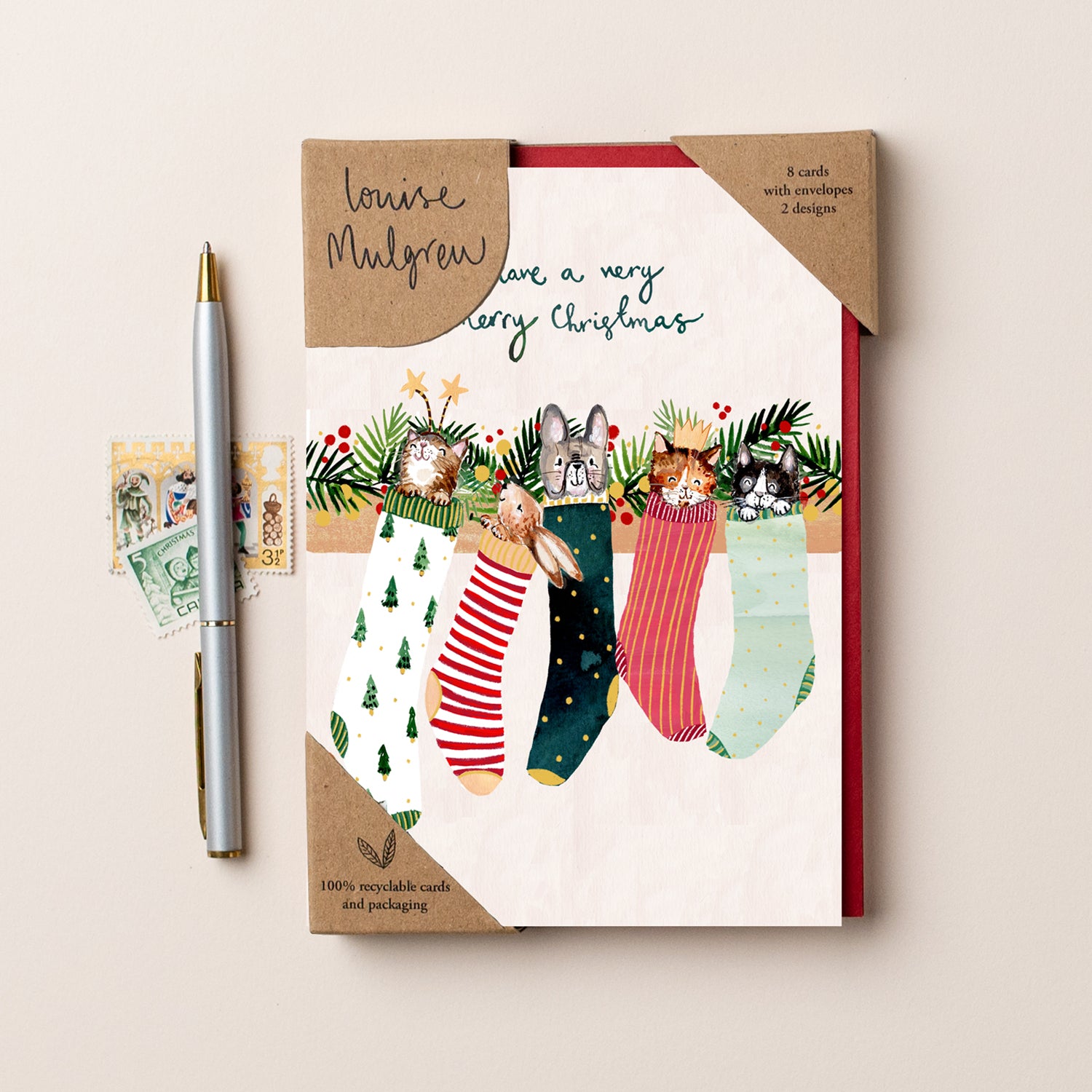 Animals and Stockings Christmas Card Pack