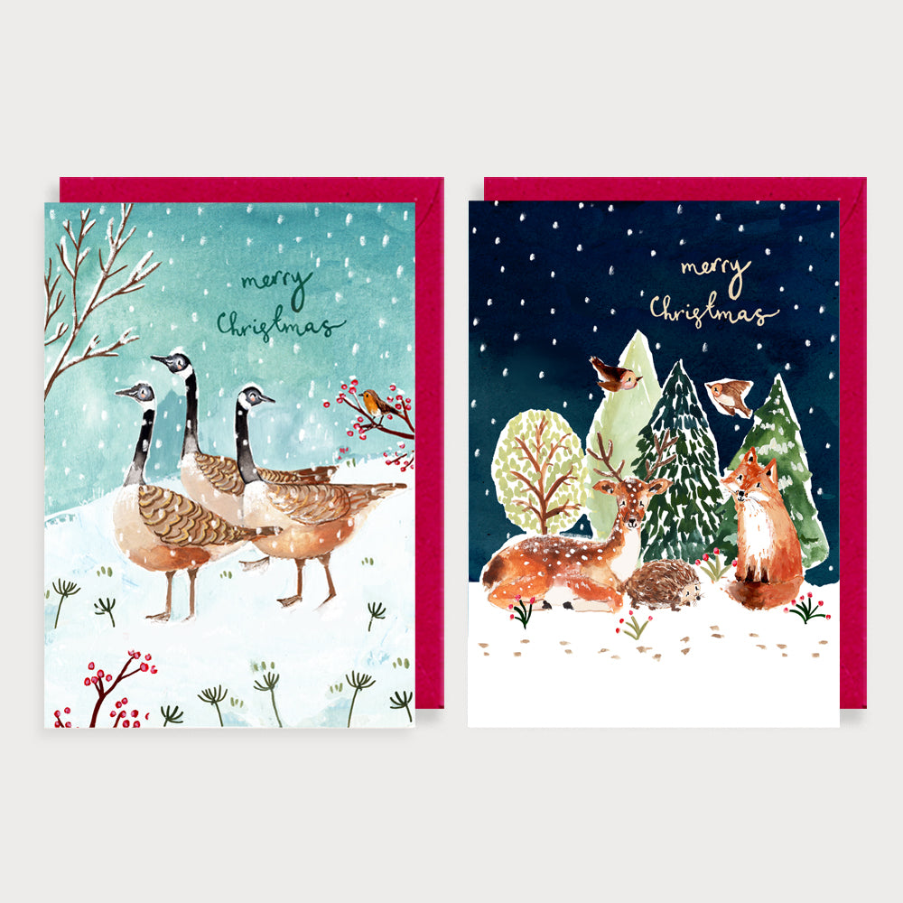 Geese and Forest Animals Christmas Card Pack