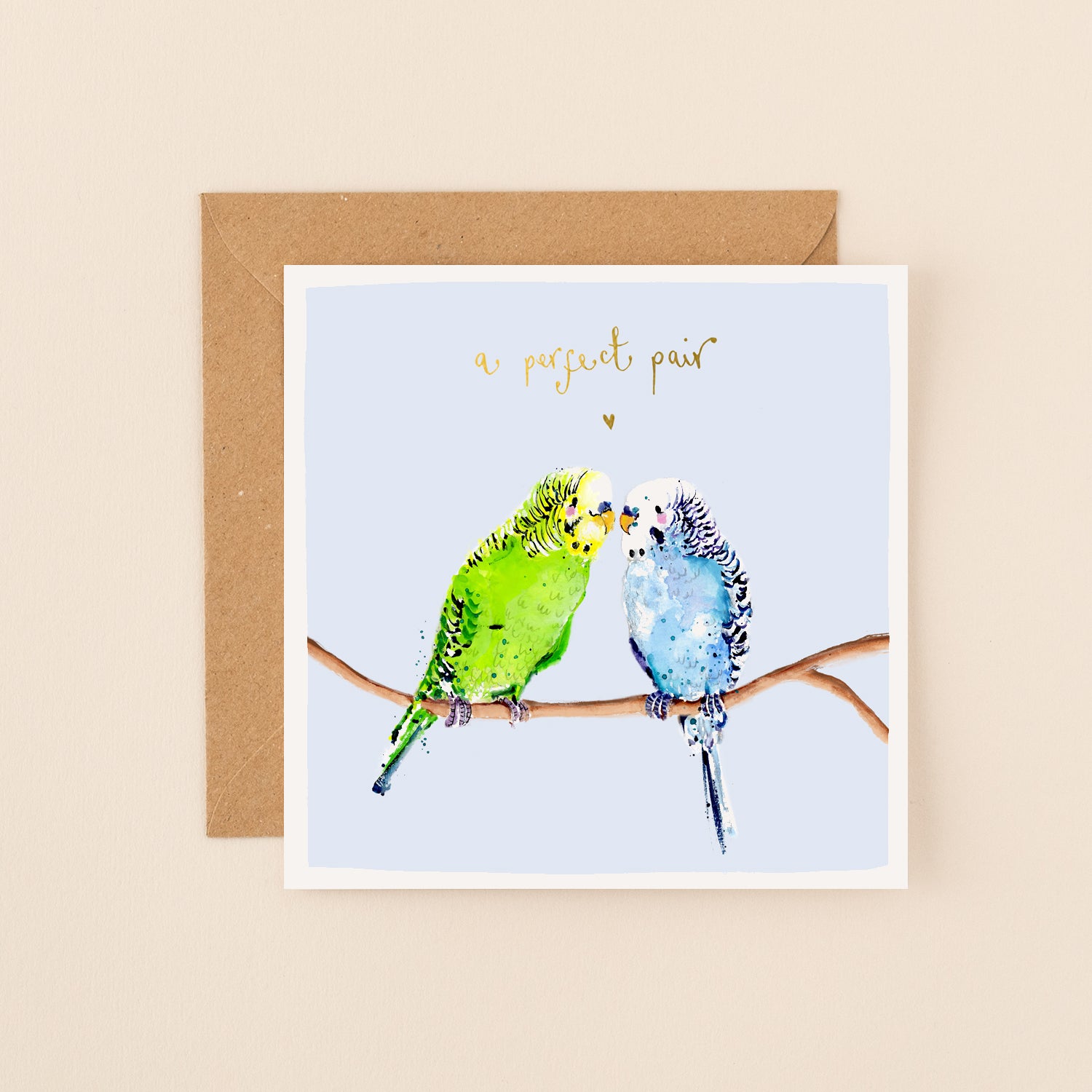Budgies A Perfect Pair Congratulations Card