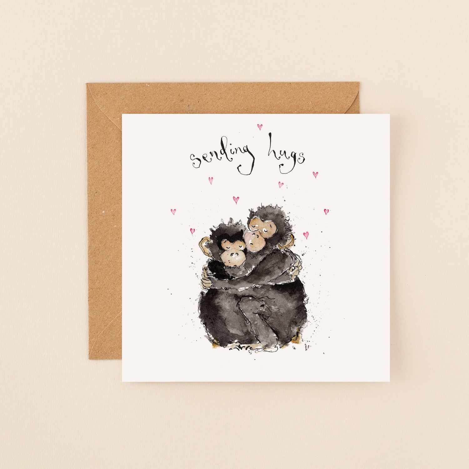 Sending Hugs Monkeys Card
