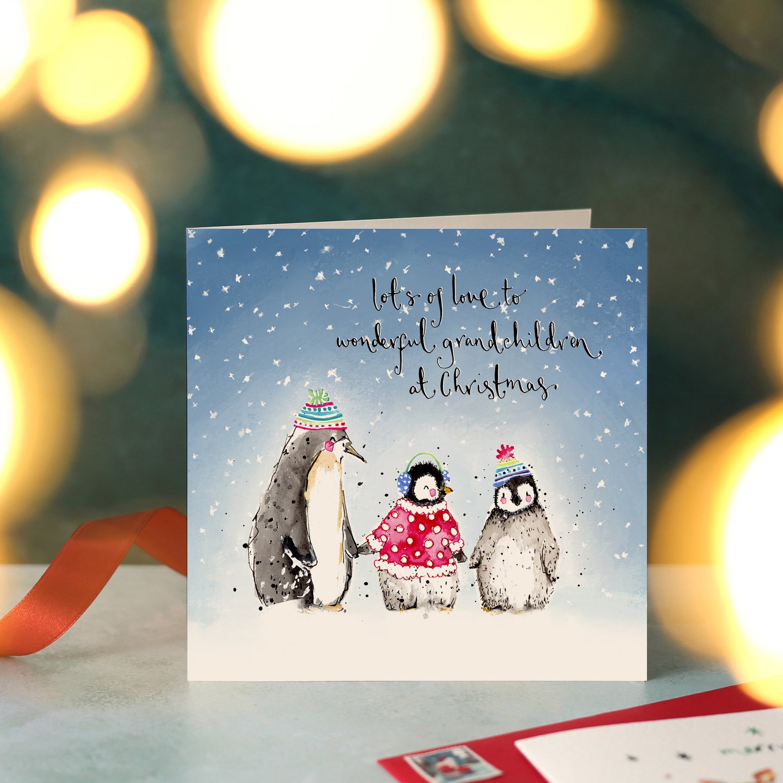 Penguins Merry Christmas Grandchildren Card
