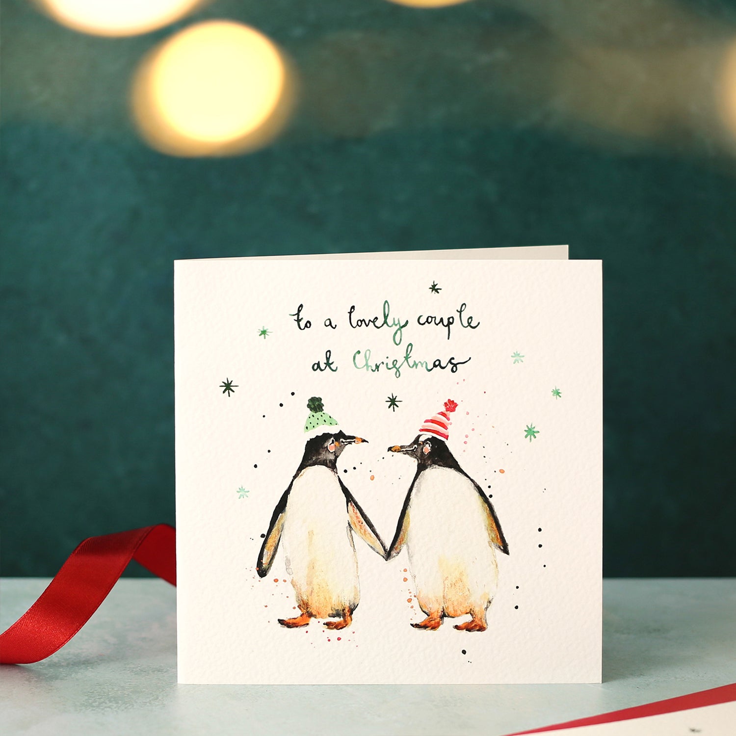 Penguins for a Lovely Couple Christmas Card
