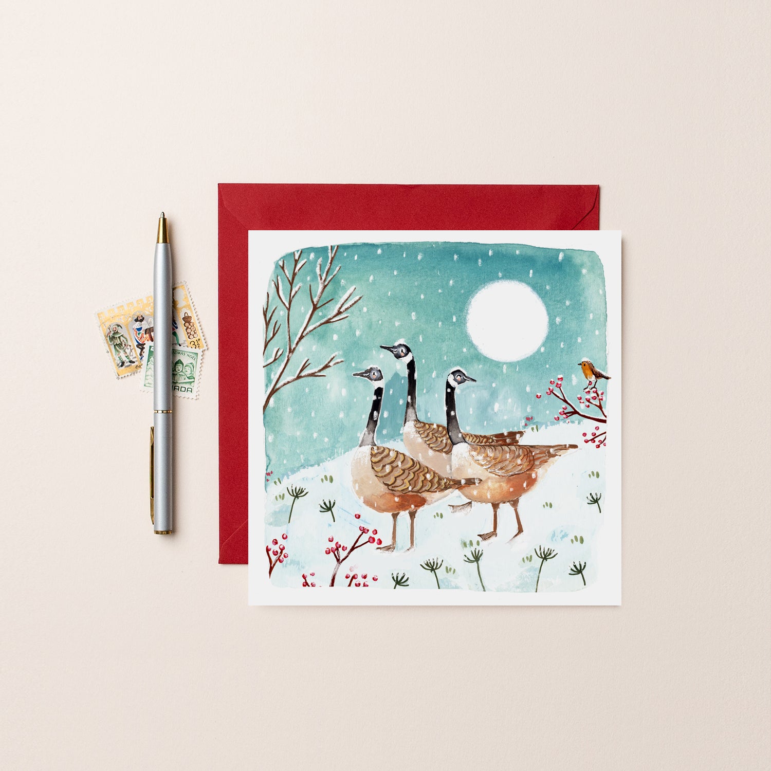 Canada Geese Blank Christmas Card