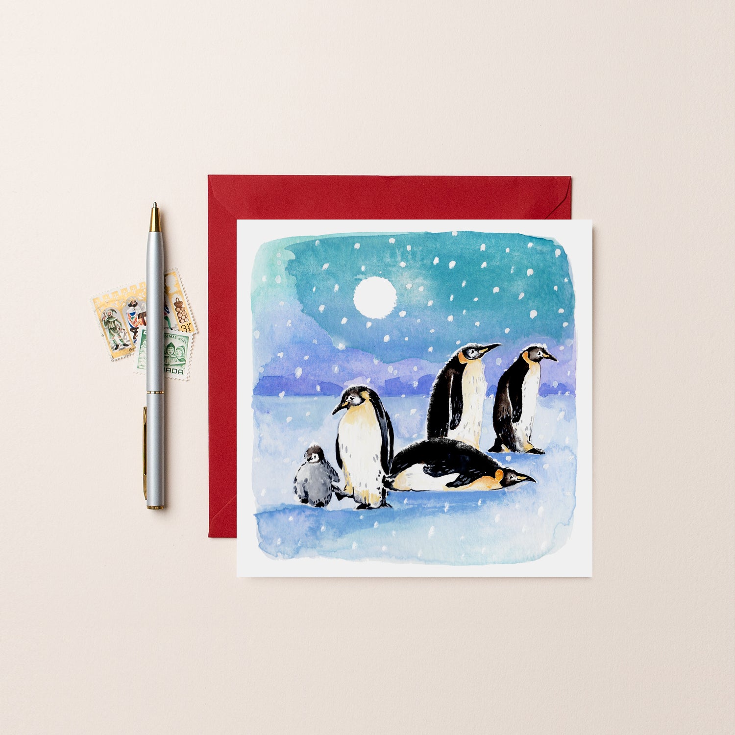 Emperor Penguins Blank Christmas Card