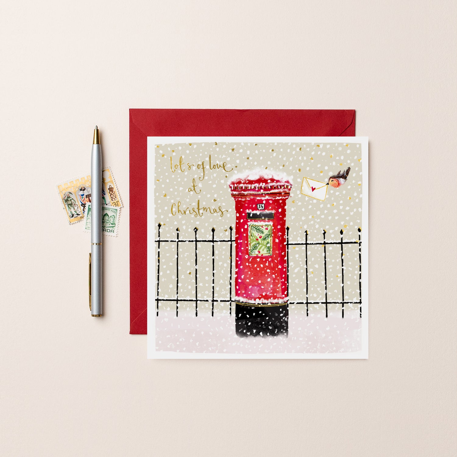 Post Box Lots of Love Christmas Card