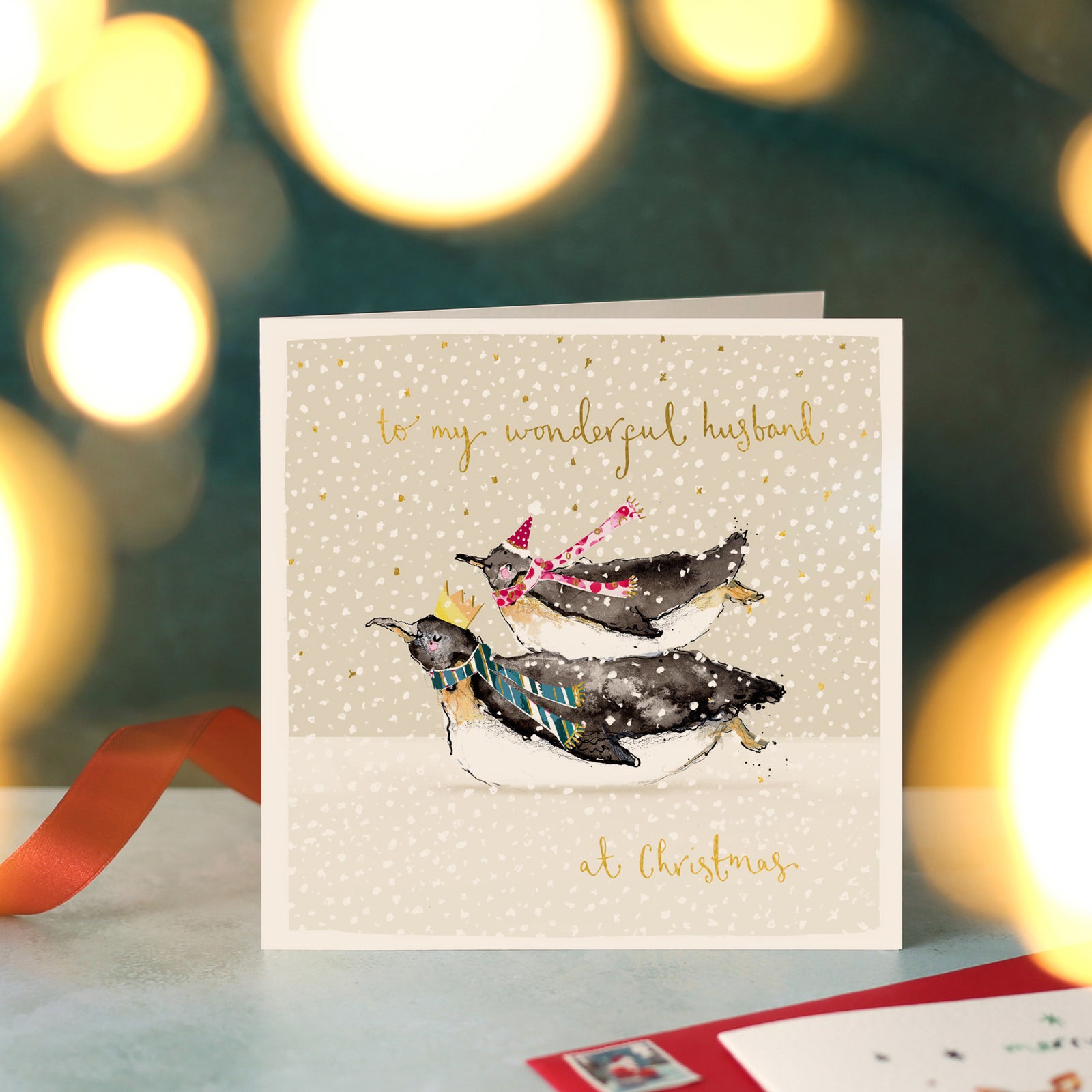 Penguins Wonderful Husband Christmas Card