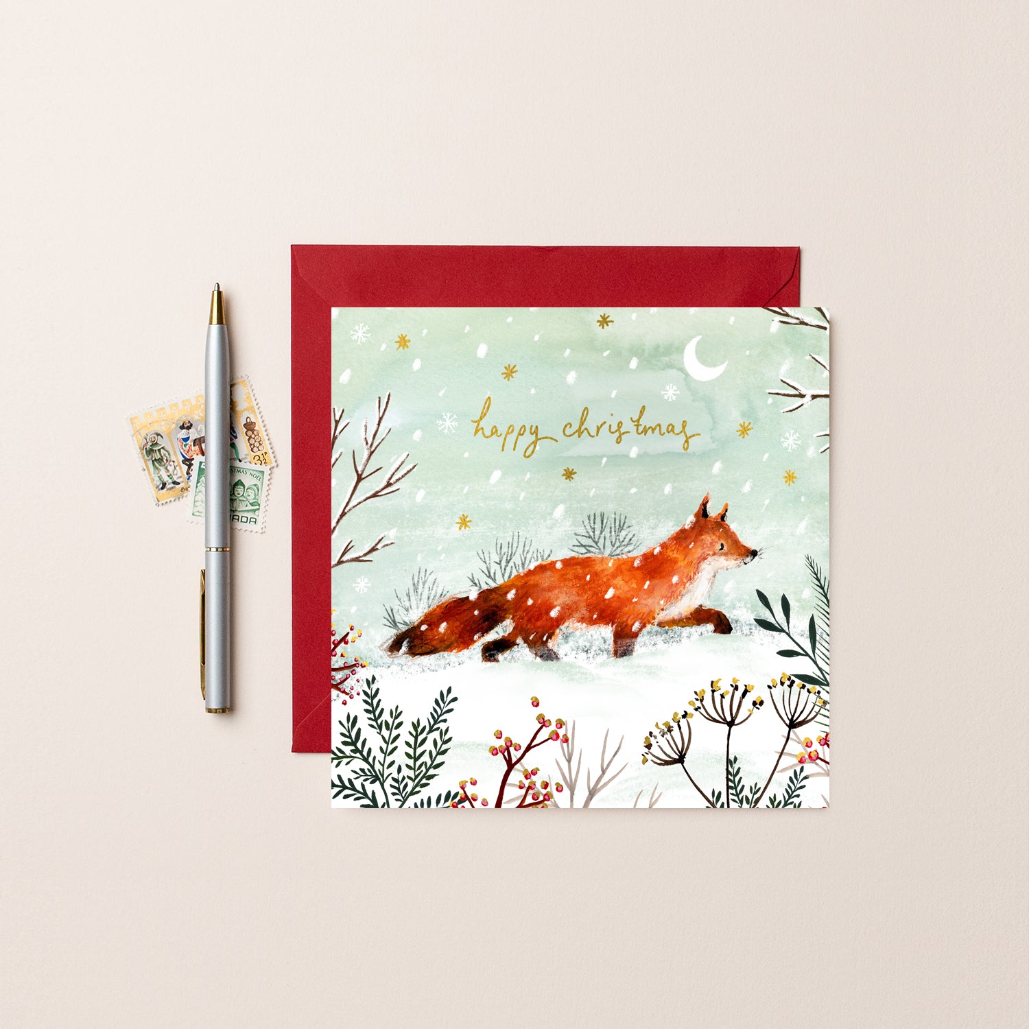 Fox Happy Christmas Card