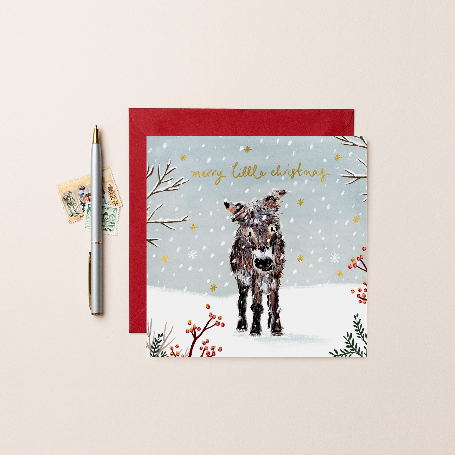 Donkey Merry Little Christmas Card