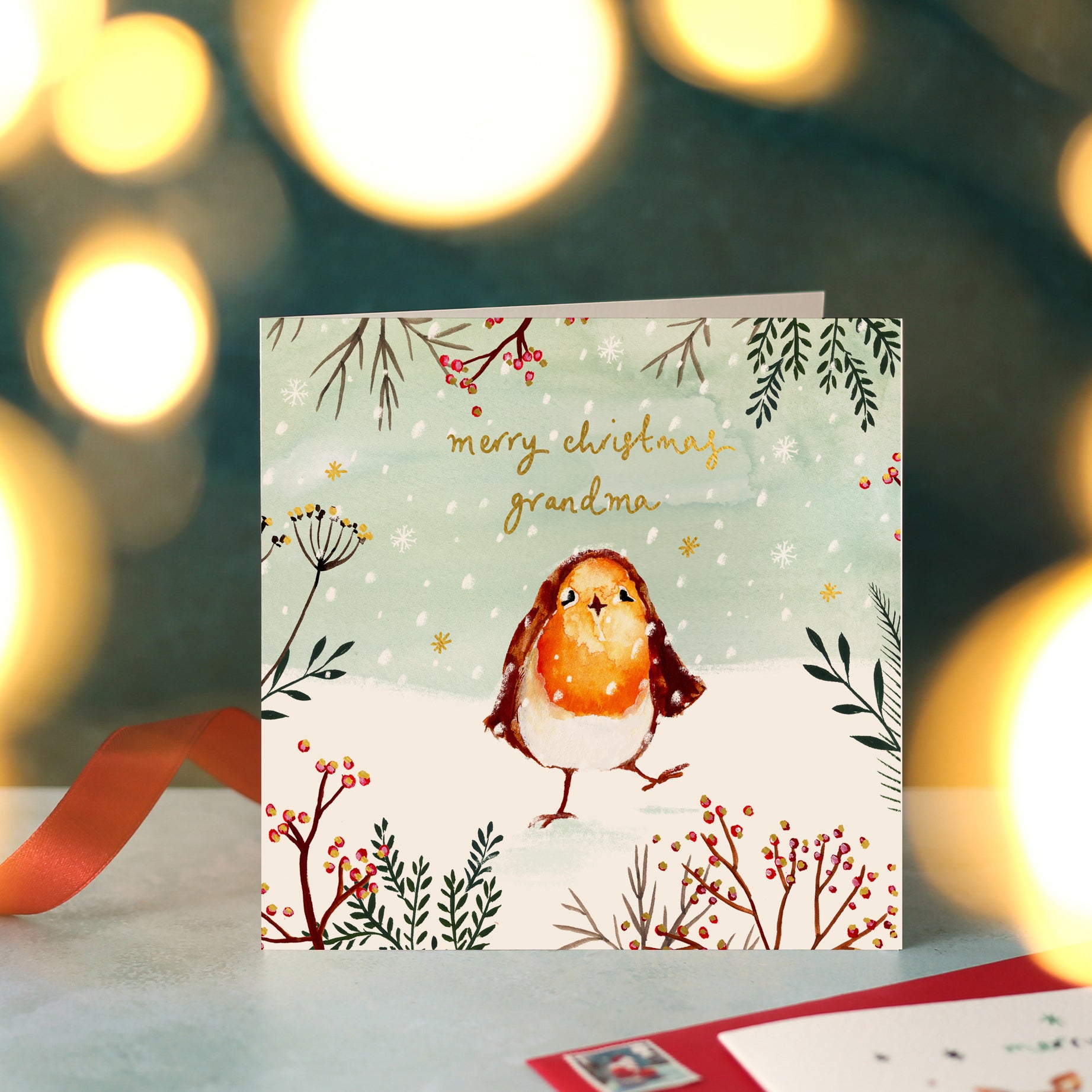 Robin Merry Christmas Card for Grandma