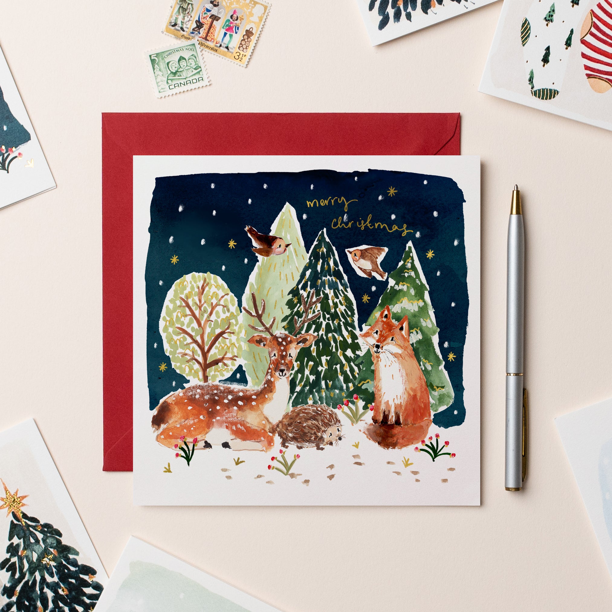 Snowy Woodland Scene Christmas Card