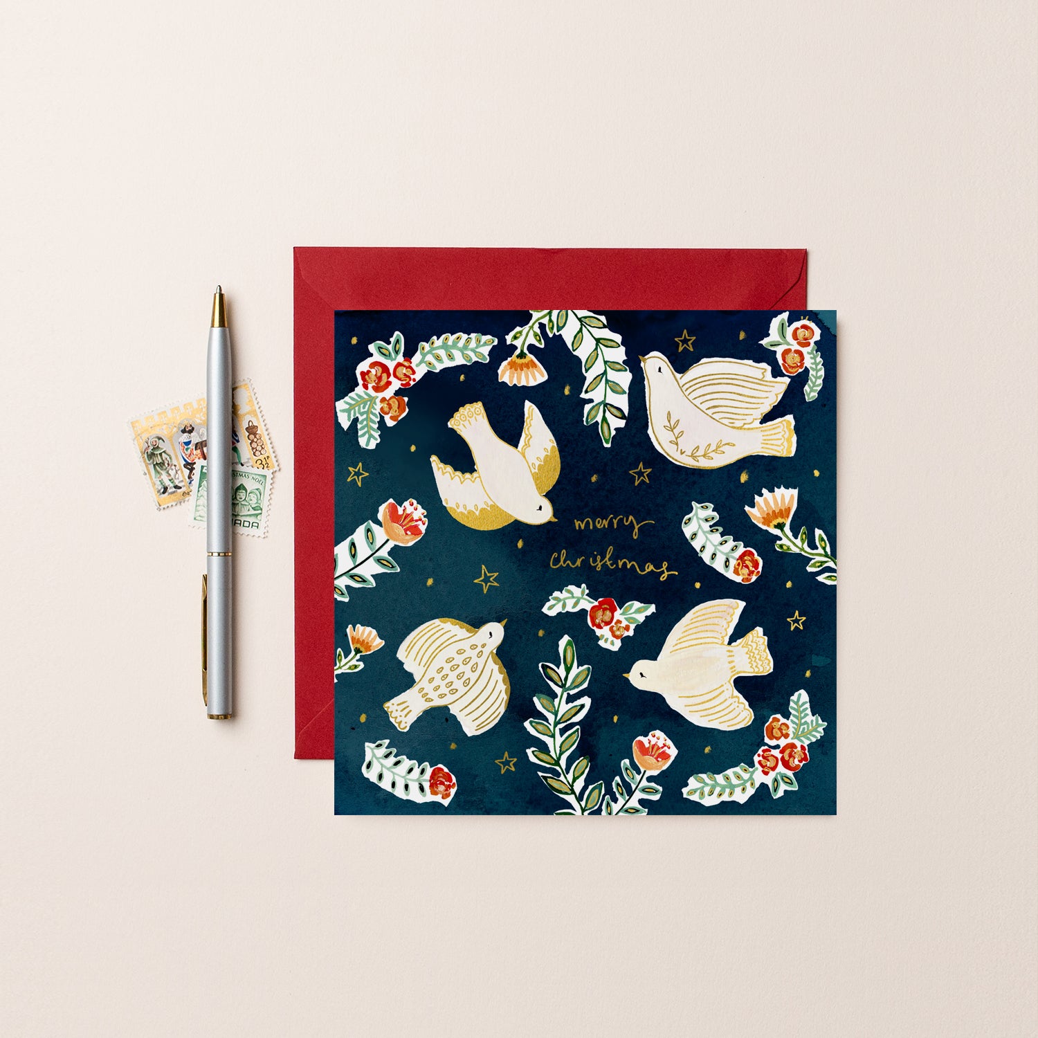 Doves Merry Christmas Card