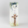 Image of illustrated giraffe themed birthday wine bottle gift bag with the caption Hi