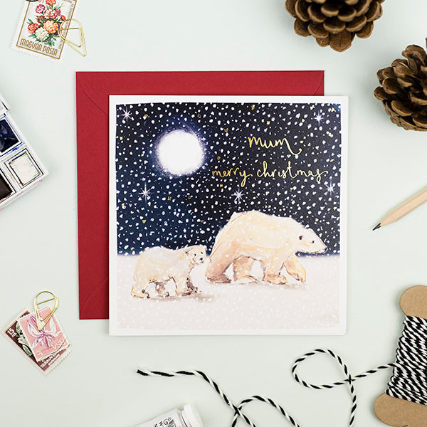 Polar Bears Mum Christmas Card