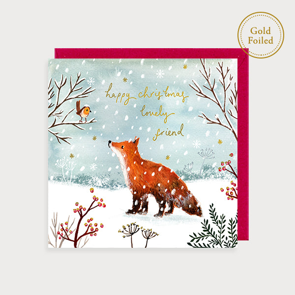 Fox Lovely Friend Happy Christmas Card