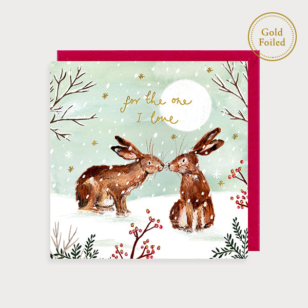 Hares For The One I Love Christmas Card