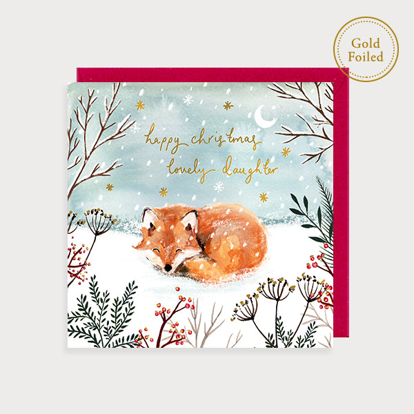 Fox Lovely Daughter Happy Christmas Card