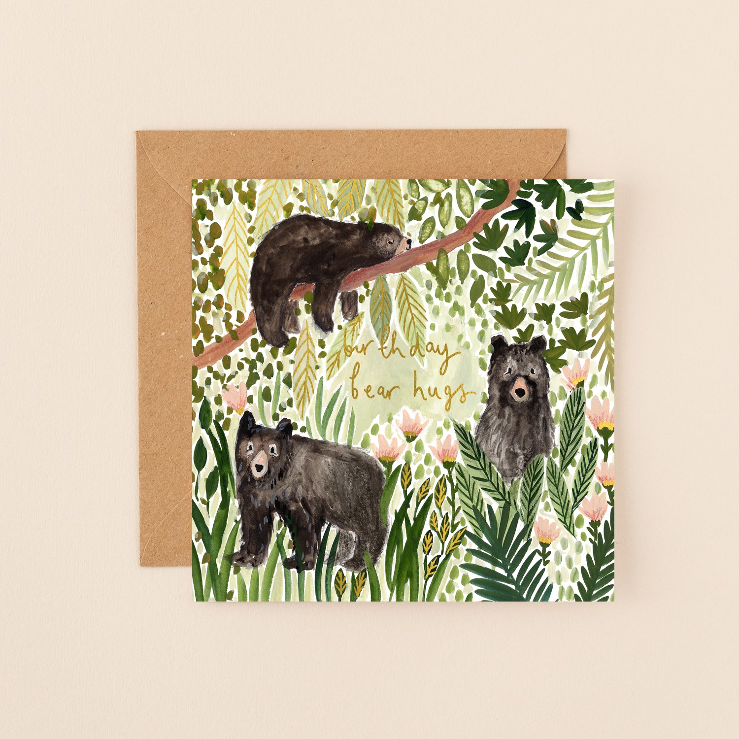 Black Bears Bear Hugs Birthday Card