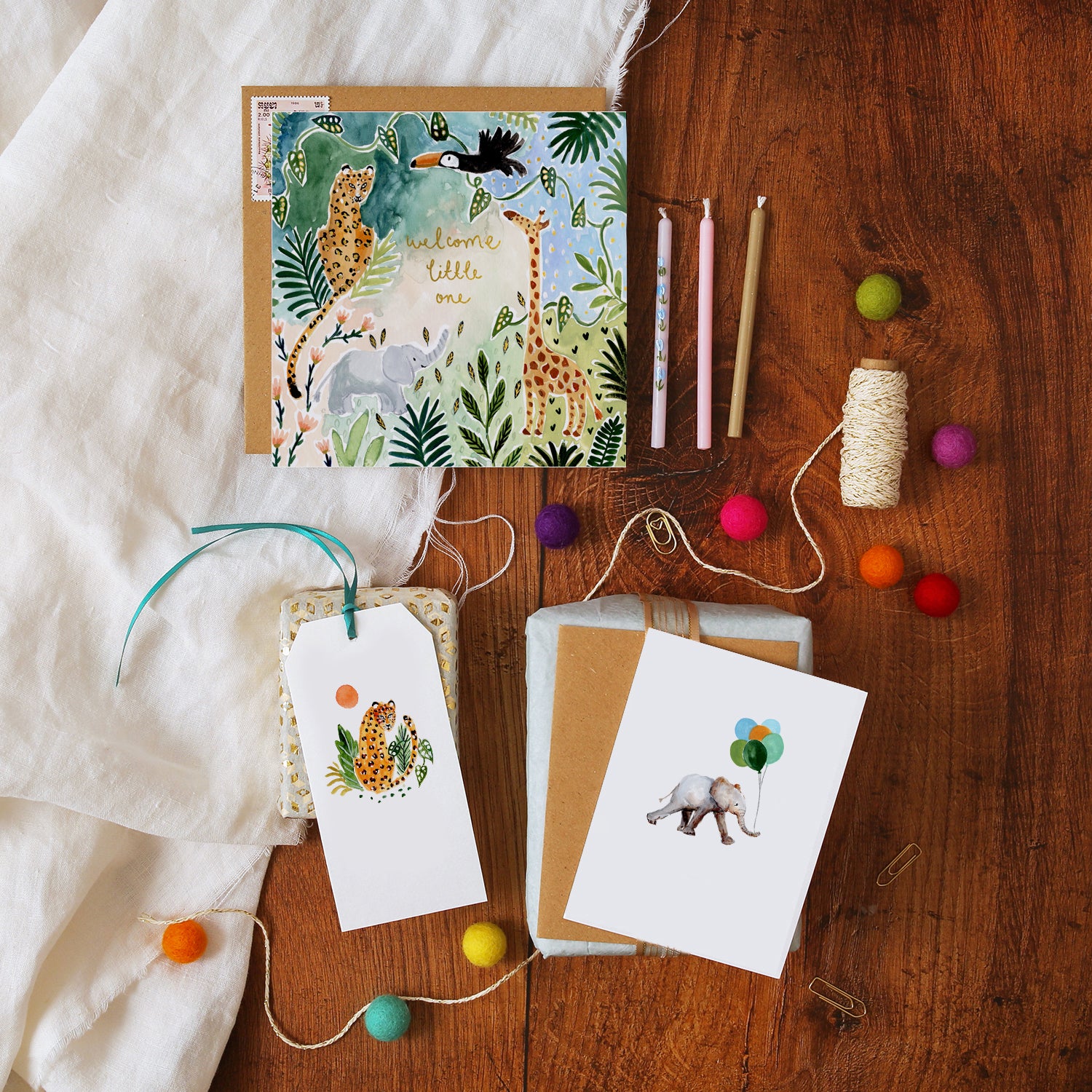 Little One Safari Animals New Baby Card