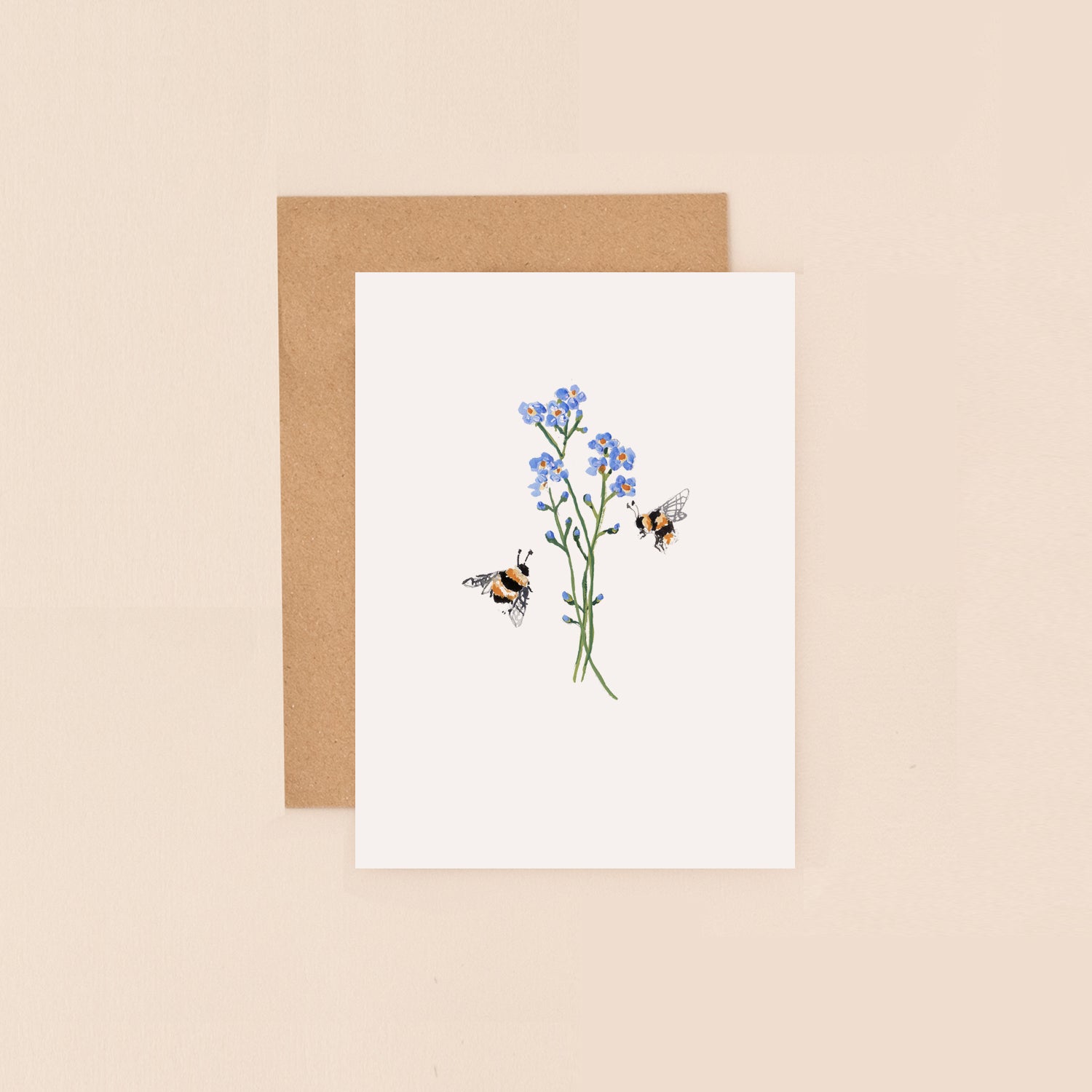 Bees and Forget-Me-Nots Mini Card