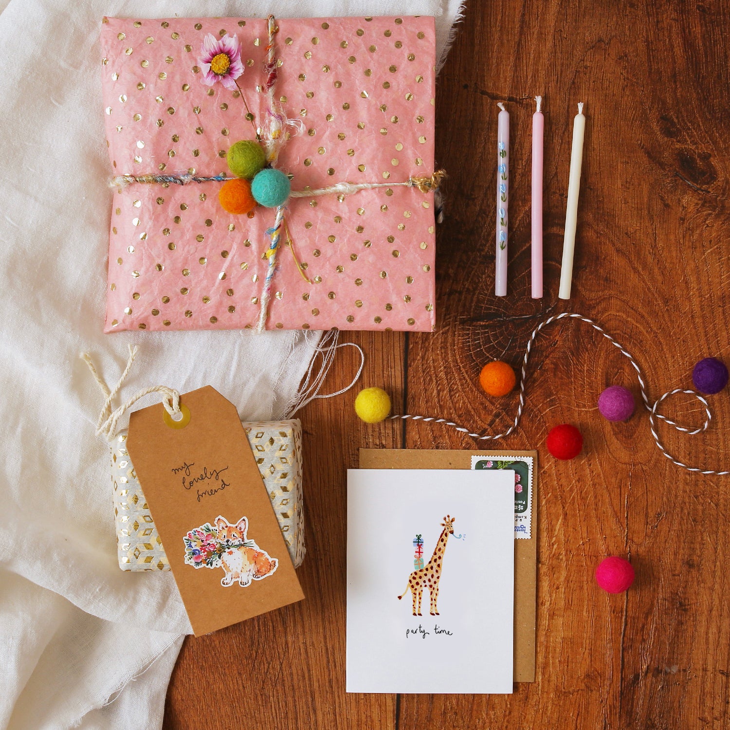 Giraffe Party Time Mini Card