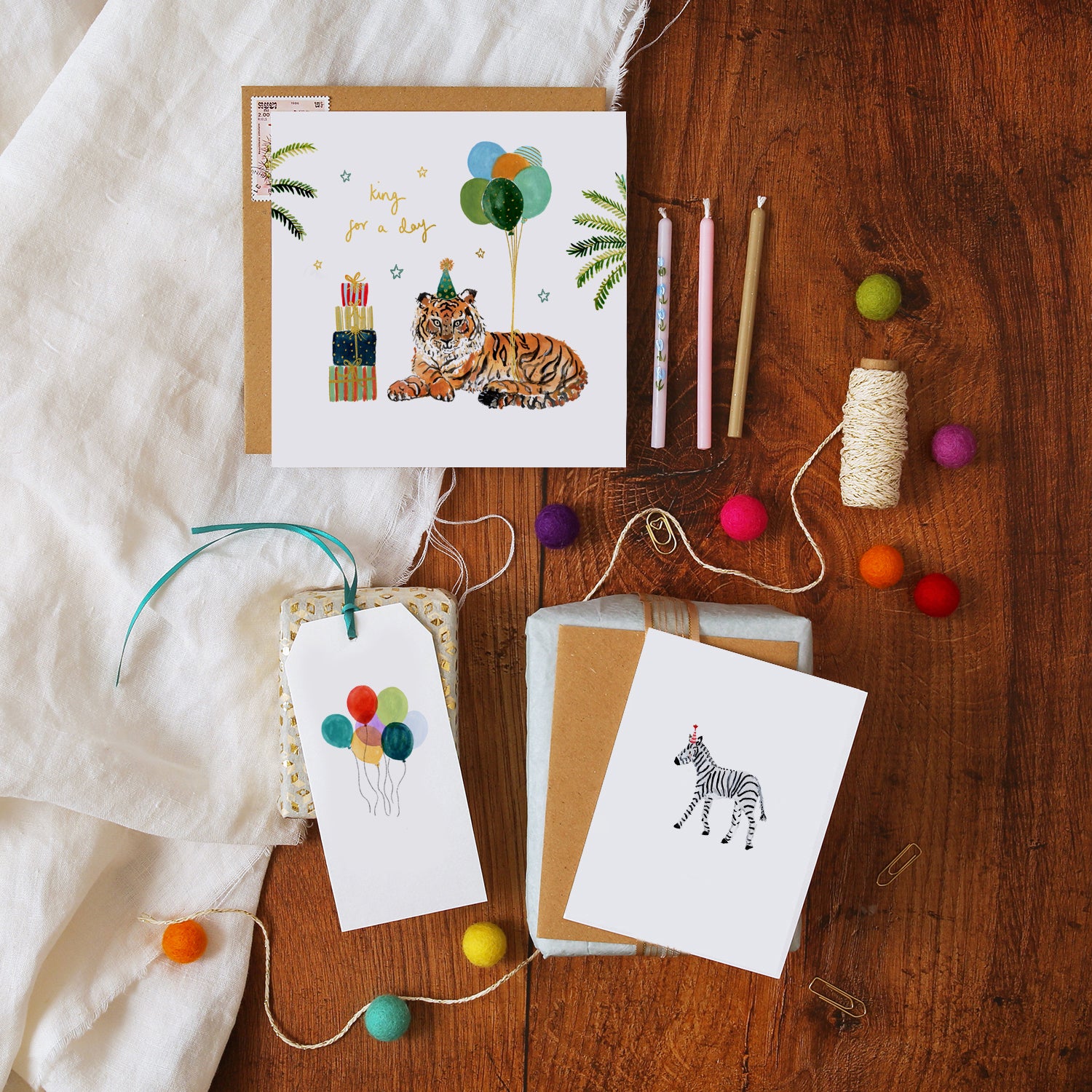 Zebra and Party Hat Mini Card