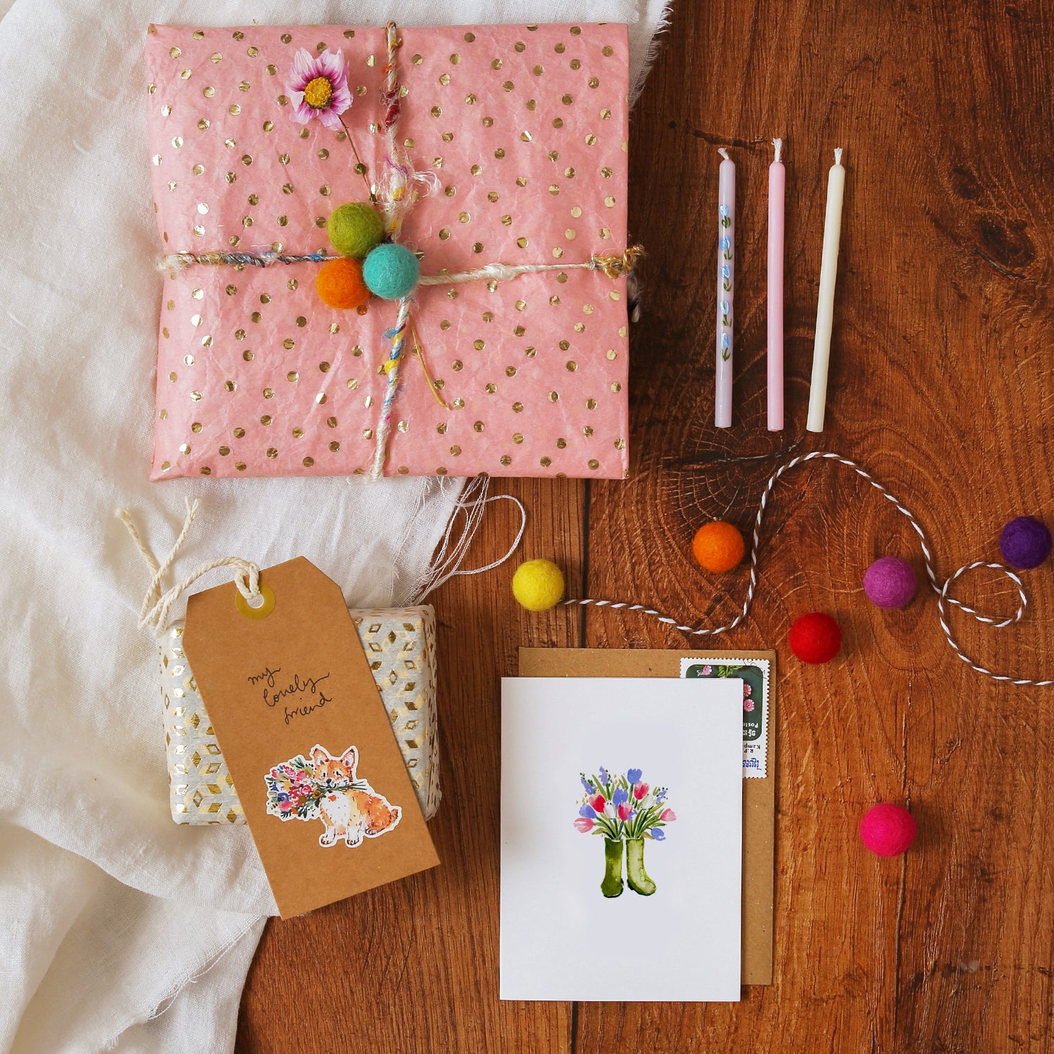 Flowers in Wellies Mini Card
