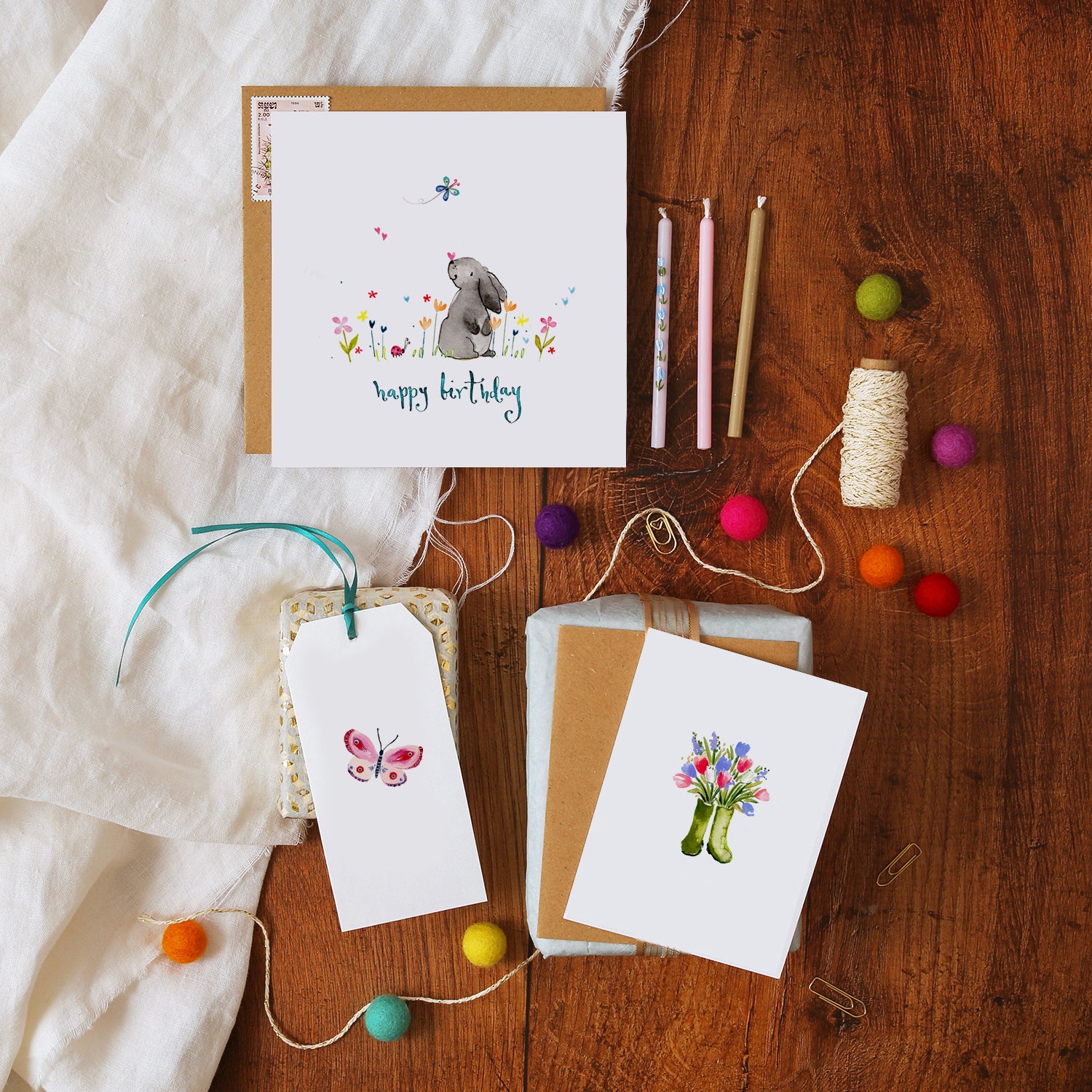 Flowers in Wellies Mini Card