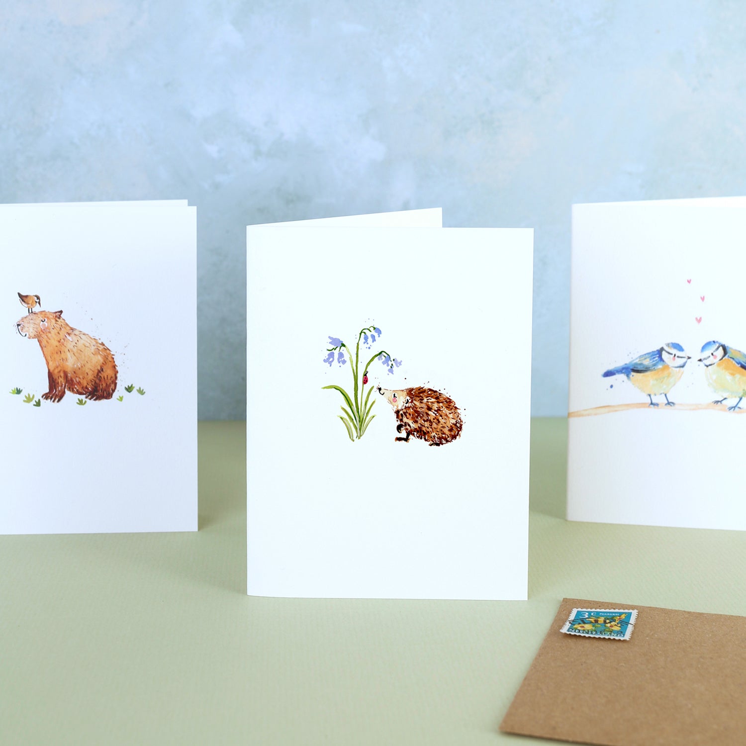 Hedgehog and Bluebells Mini Card