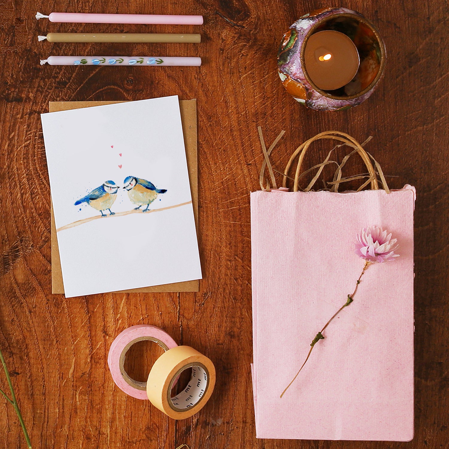 Blue Tit Couple Mini Card